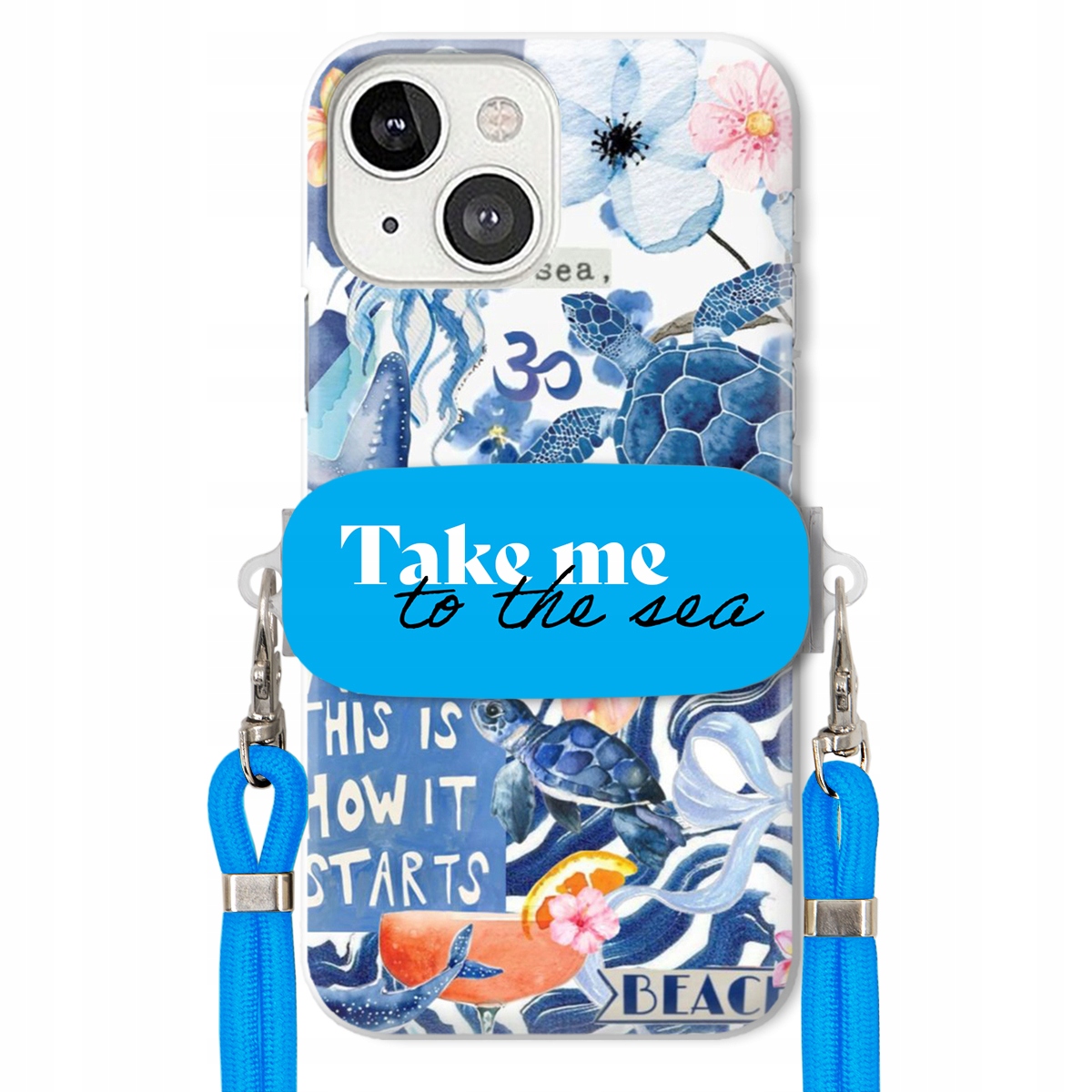 Puzdro pre iPHONE 13 Modré Crossbody vodítko držiak Take Me To The Sea Top