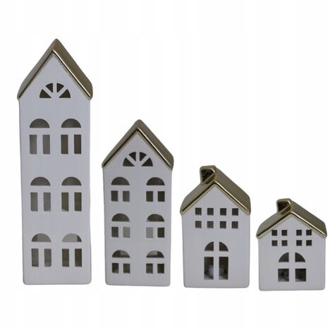 DOMEK DOM CERAMICZNY LED ŚWIECZNIK LAMPION FIGURKA CERAMICZNA NA PREZENT L Marka GlamurProjekt