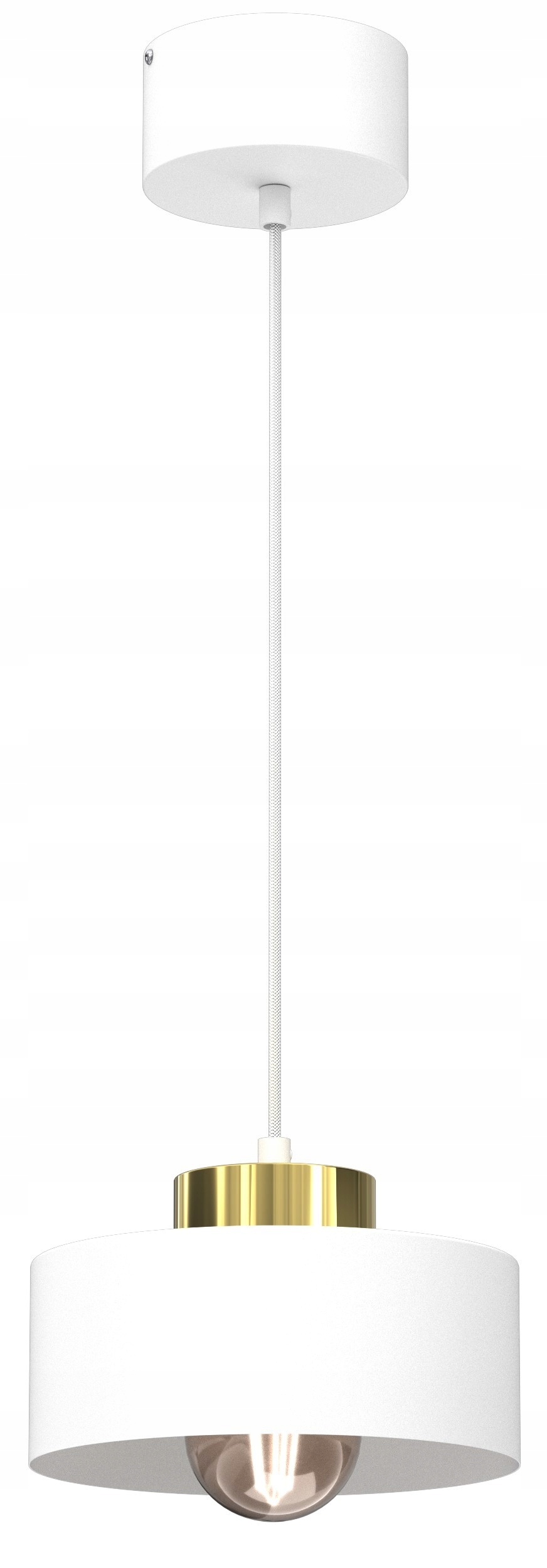 Závěsná lampa Marti Bílá Zlatá Kovová Stínidlo 1xE27 20 cm