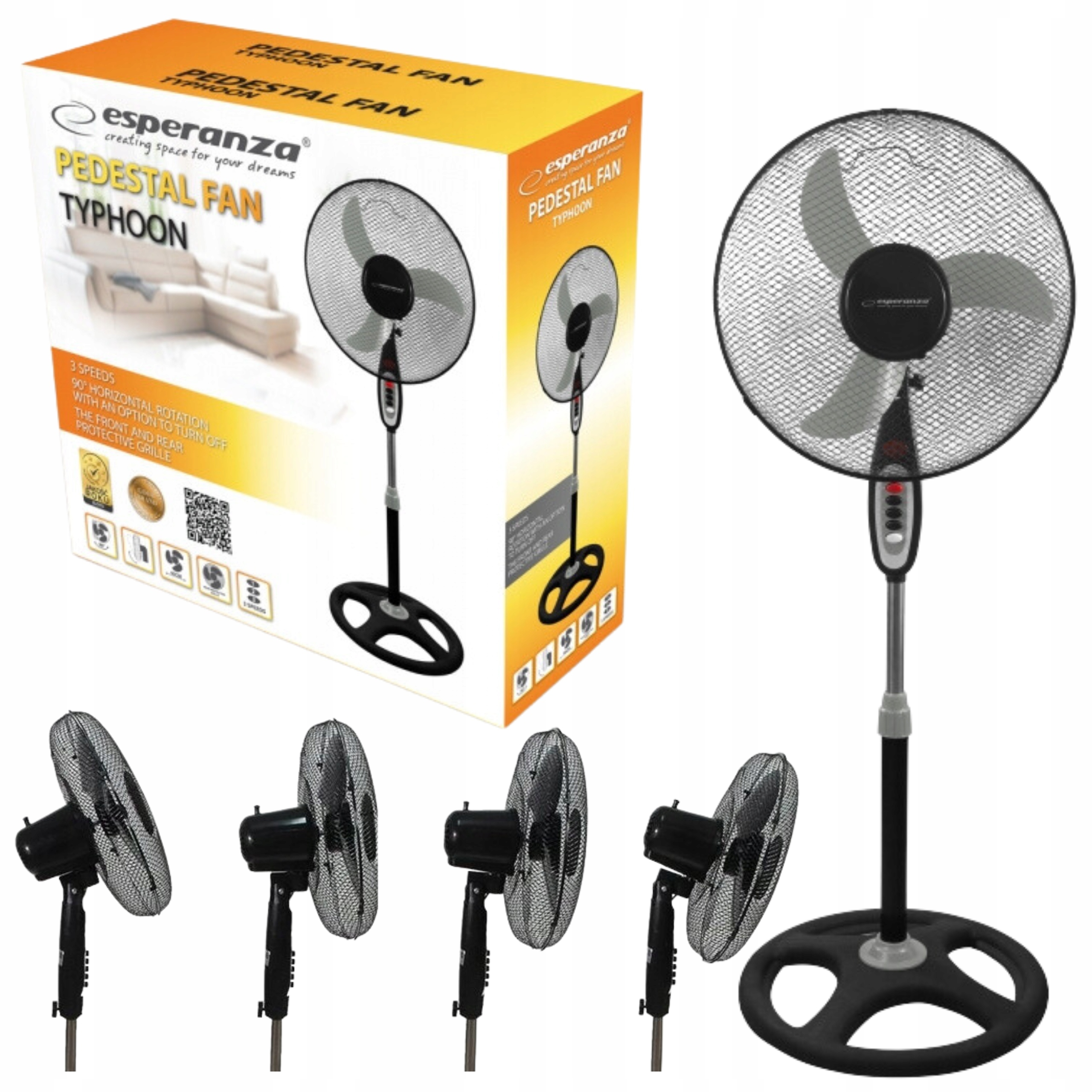 Stojanový ventilátor Tajfun pro domácnost, tichý, pevný, výkonný