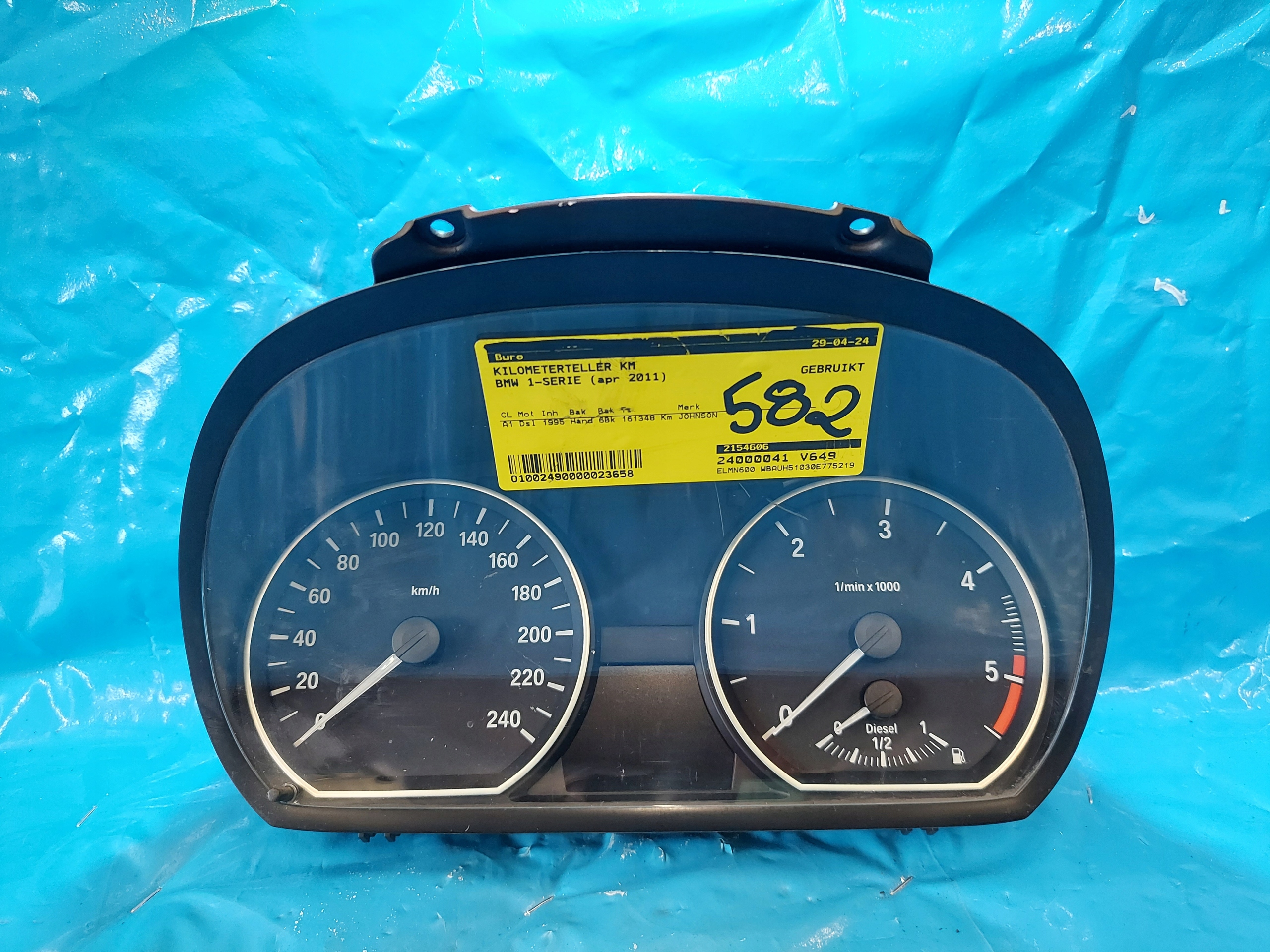 dials clock BMW 1 2011 R 2.0 TD 924233201
