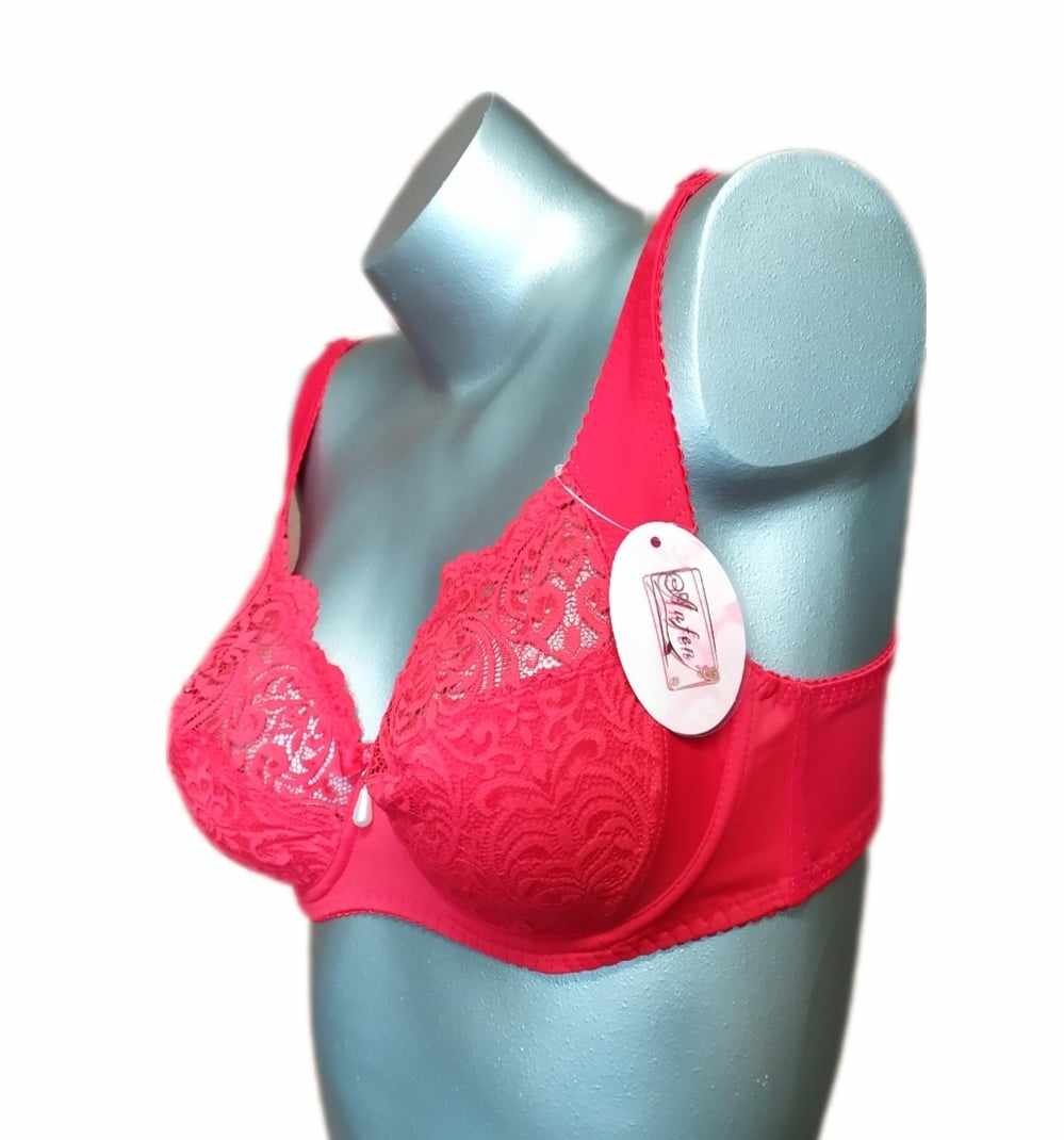 Biustonosz 80D czerwony koronka Anfen miękki Rozmiar 80D