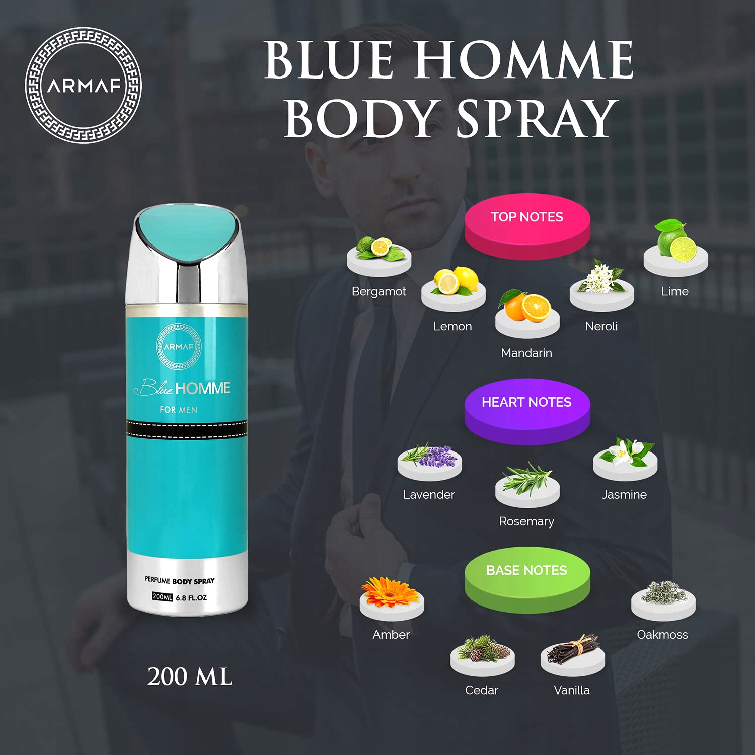 ARMAF BLUE HOMME HIM DEZODORANT PERFUMOWANY 200ML Forma W sprayu