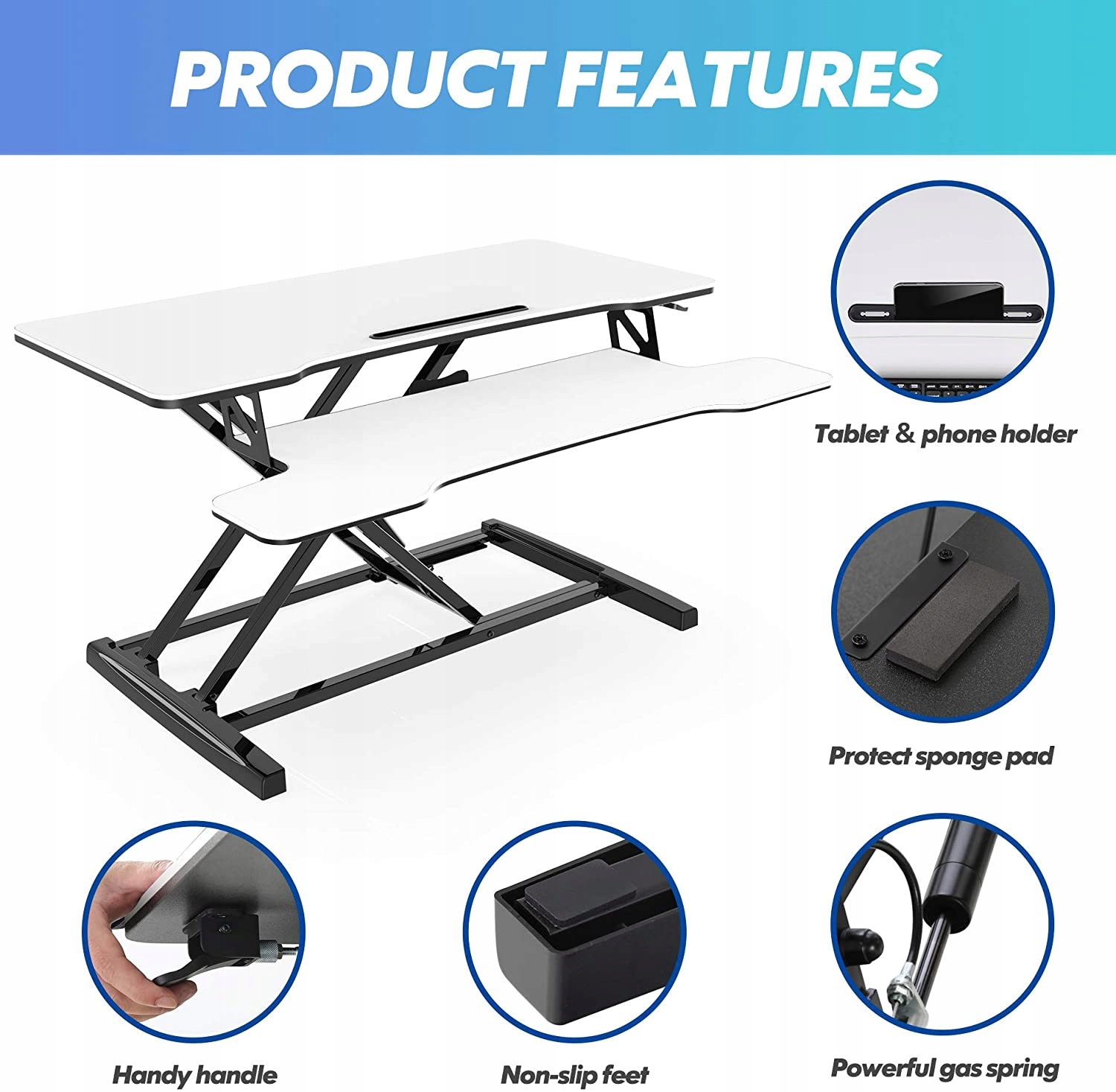 STOLIK POD LAPTOPA ROZKŁADANY REGULACJA BIAŁY 91CM Model white91