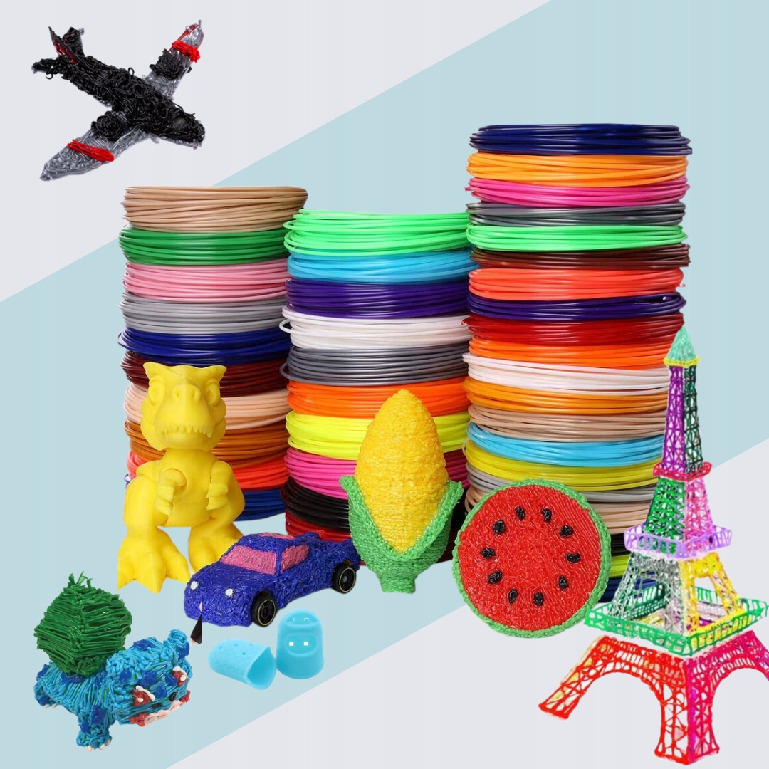 FILAMENT PLA DO DŁUGOPISU 3D PEN WKŁAD 100M 20 KOLORÓW MIX WKŁADY KOLOROWE Wiek dziecka 3 lata +