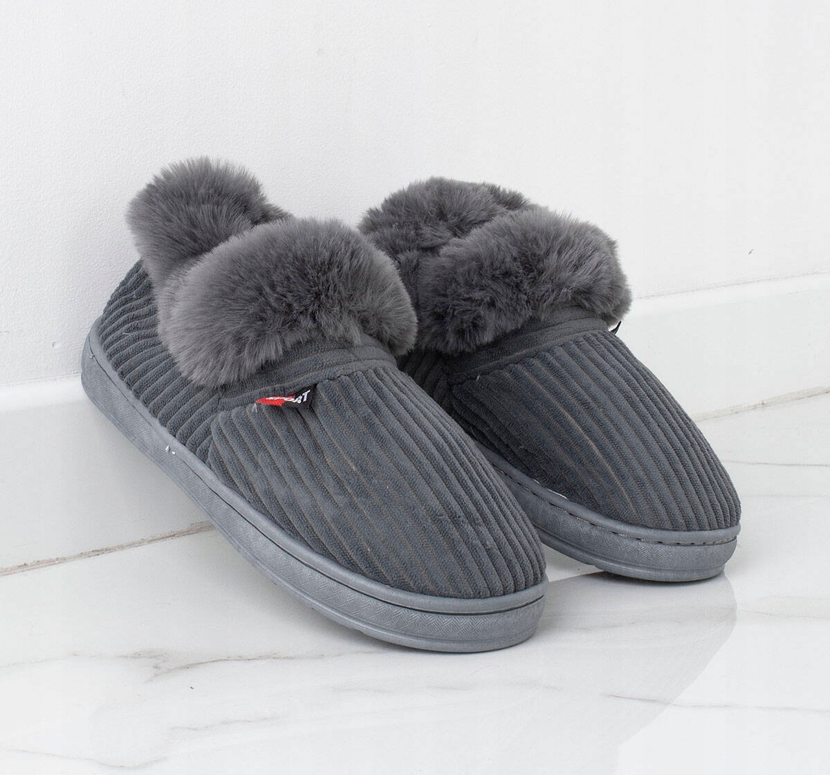7832 SZARE KAPCIE OCIEPLANE WSUWANE DOMOWE KLAPKI FUTERKO MĘSKIE 44 Materiał zewnętrzny tkanina
