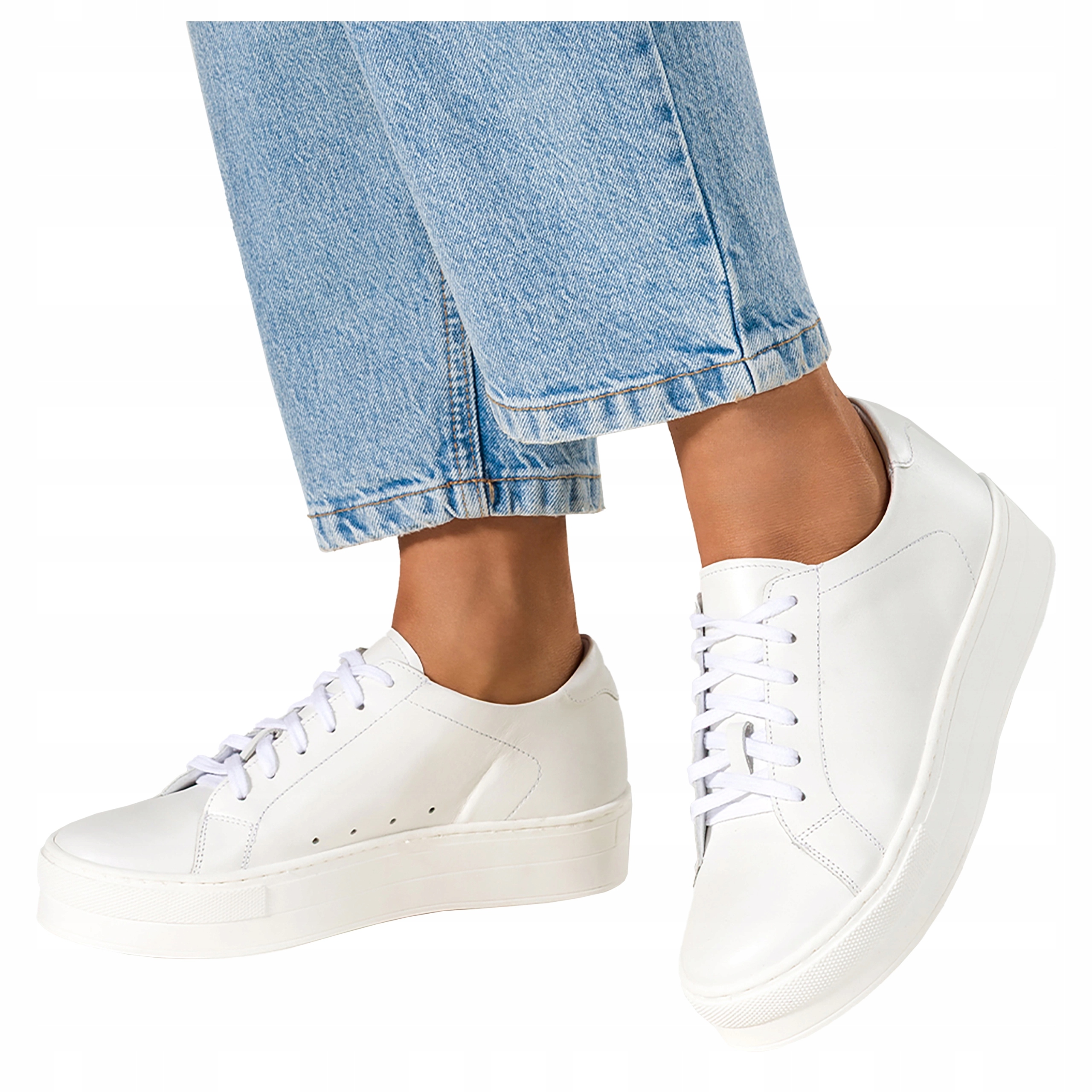 Sneakersy Dámské kožené sportovní boty bílé pohodlné Creepersy velikost 37