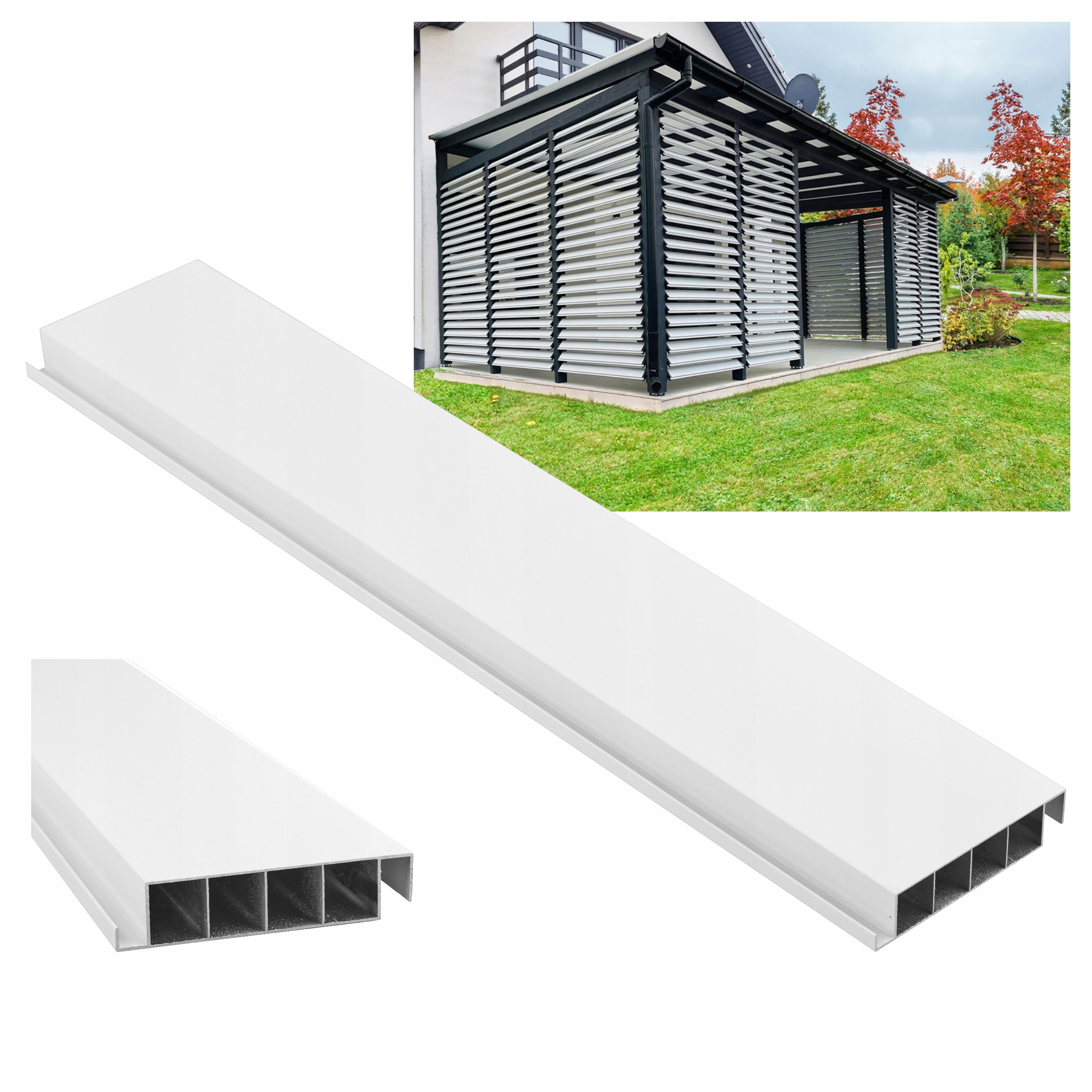 Ruchome Deseczki Do Żaluzji Shutters Panel Altana Taras Pergola Biały 150CM