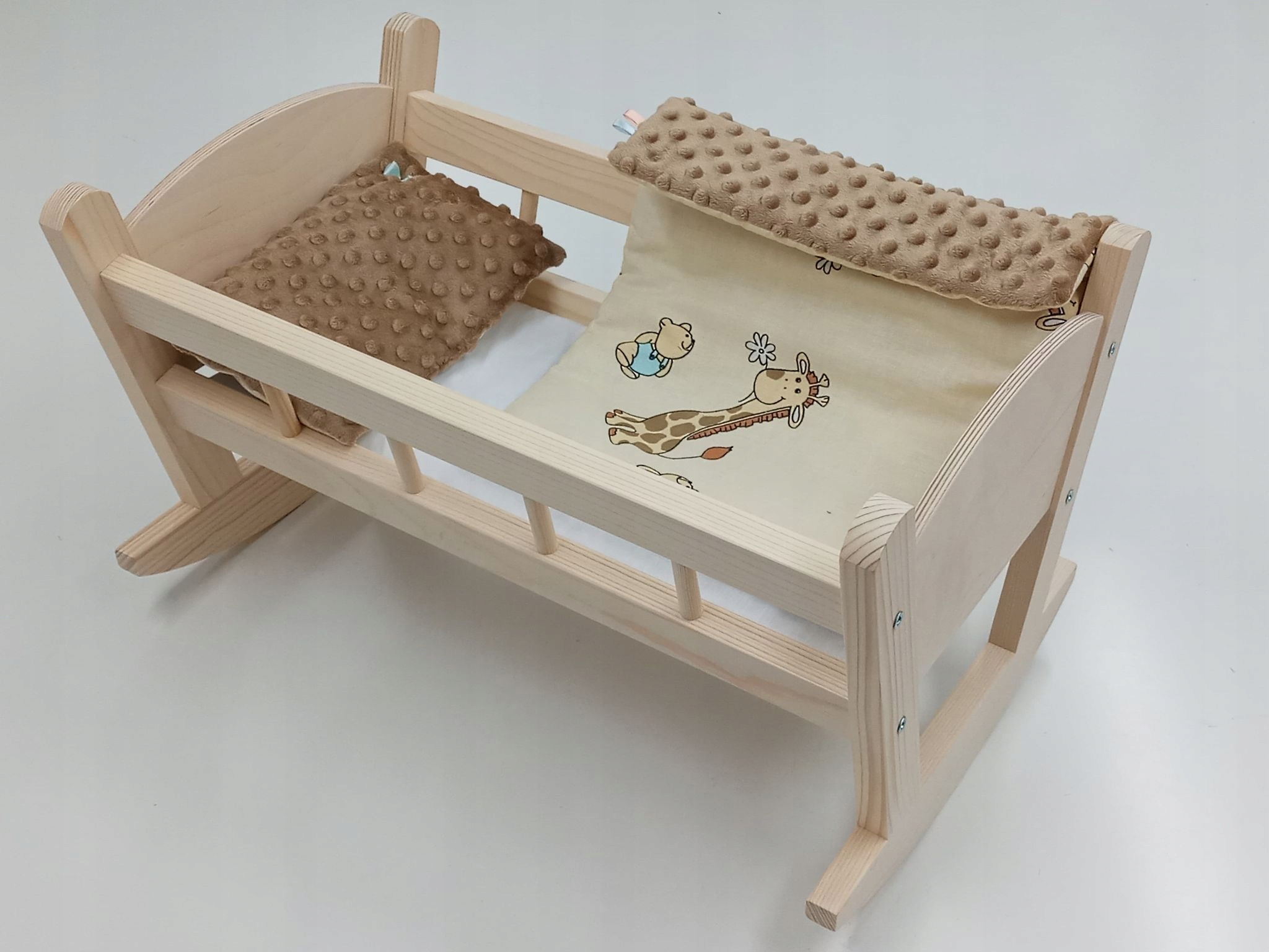 KOŁYSKA DREWNIANA DLA LALKI LALEK DUŻA POŚCIEL