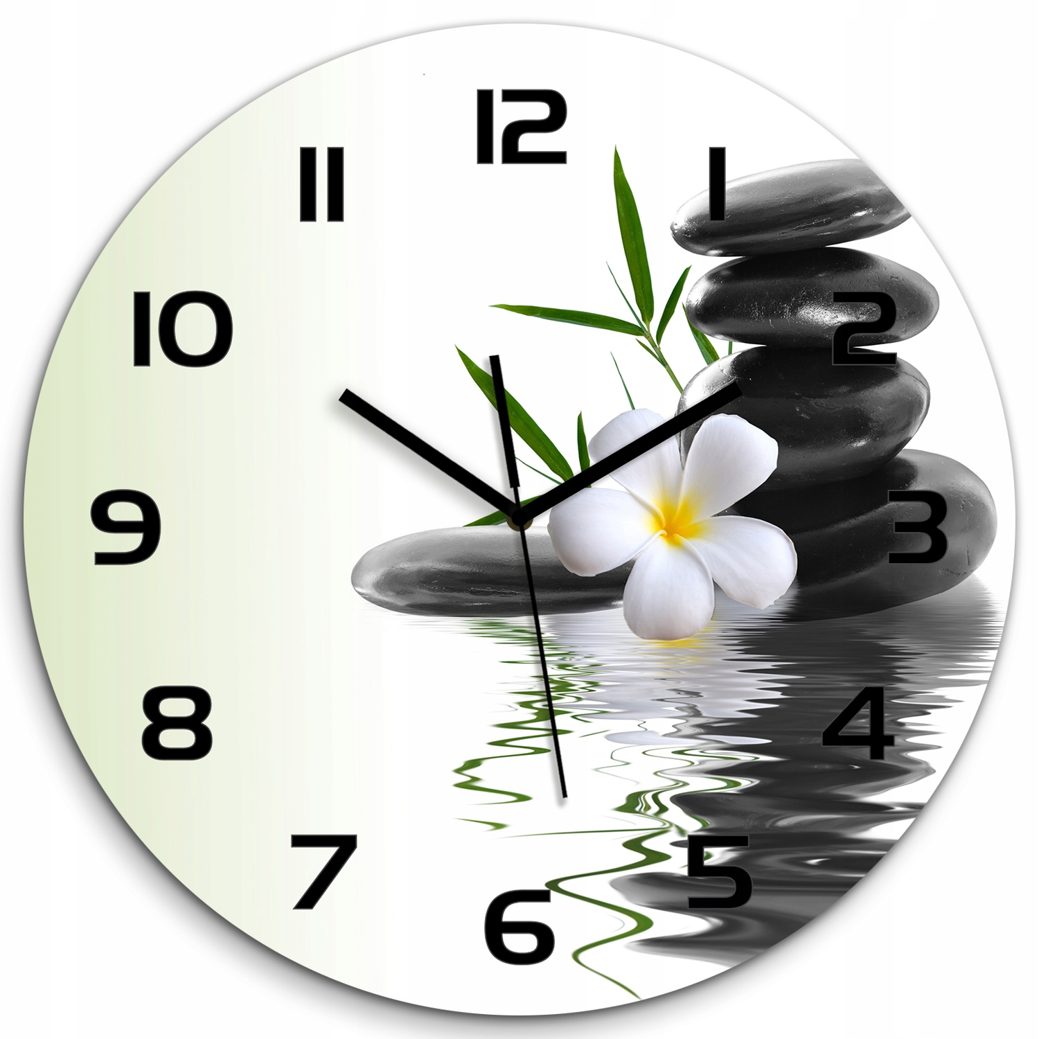 

Cichy szklany zegar Orchidea i kamienie fi 60 cm