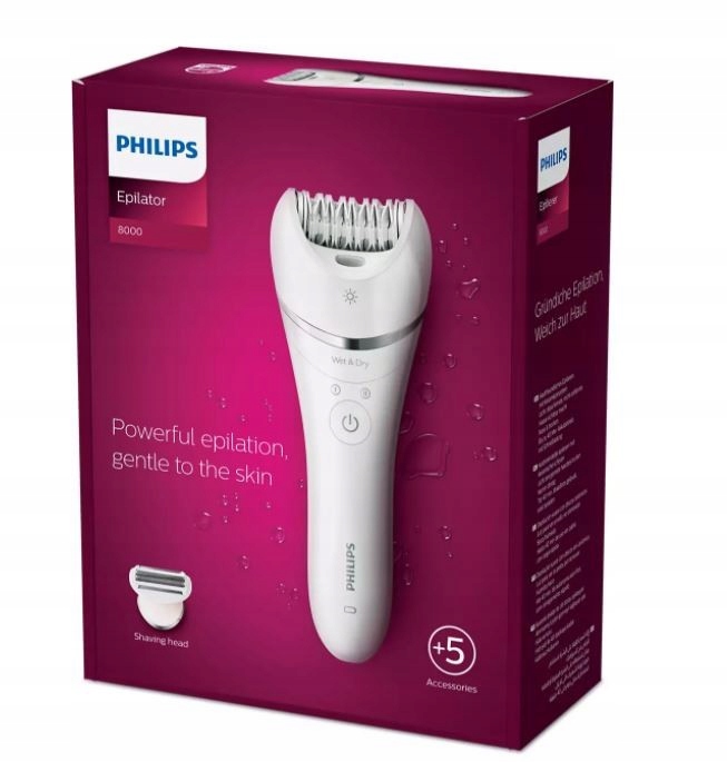PHILIPS Depilator Seria 8000 BRE710/00 Kolor dominujący biały