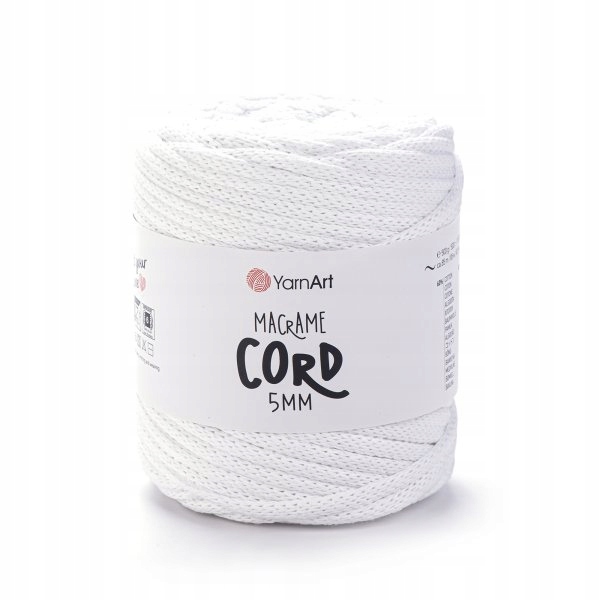YarnArt Macrame Cord 5mm 751 bílá šňůra makramé sada 2 x 500 g 85 m