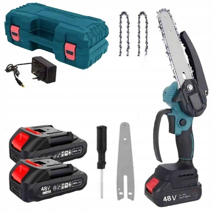 Aku Řetězová Pila Výkonná 6" Ruční Pila 2X Aku Větev