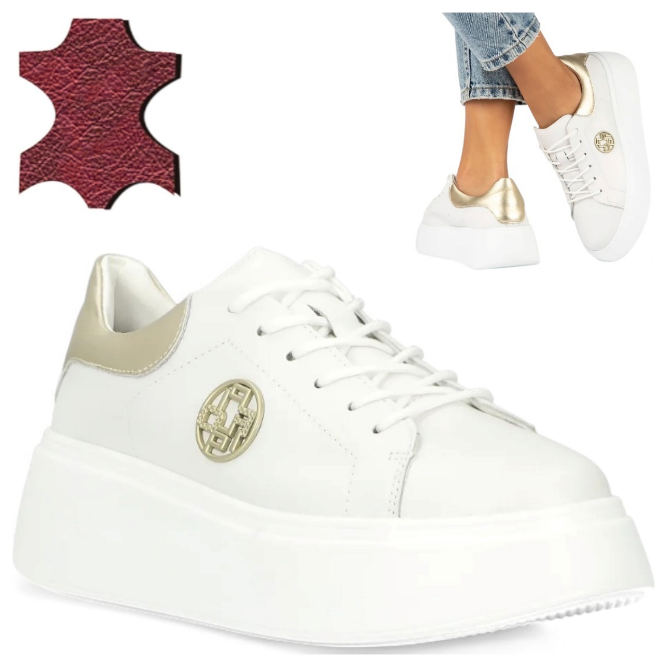 Kožené polobotky Dámské šněrovací tenisky na platformě 39 Filippo