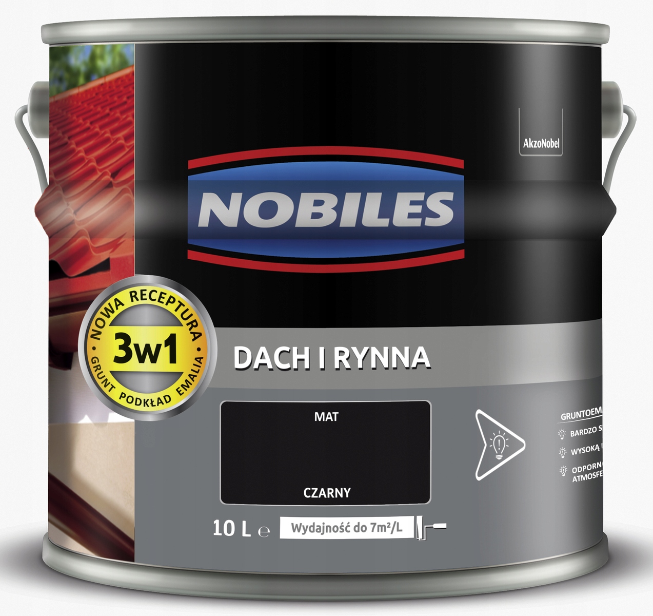 Nobiles Střešní Barva na pozinkované ocelové pozink a okapy 10L Černá