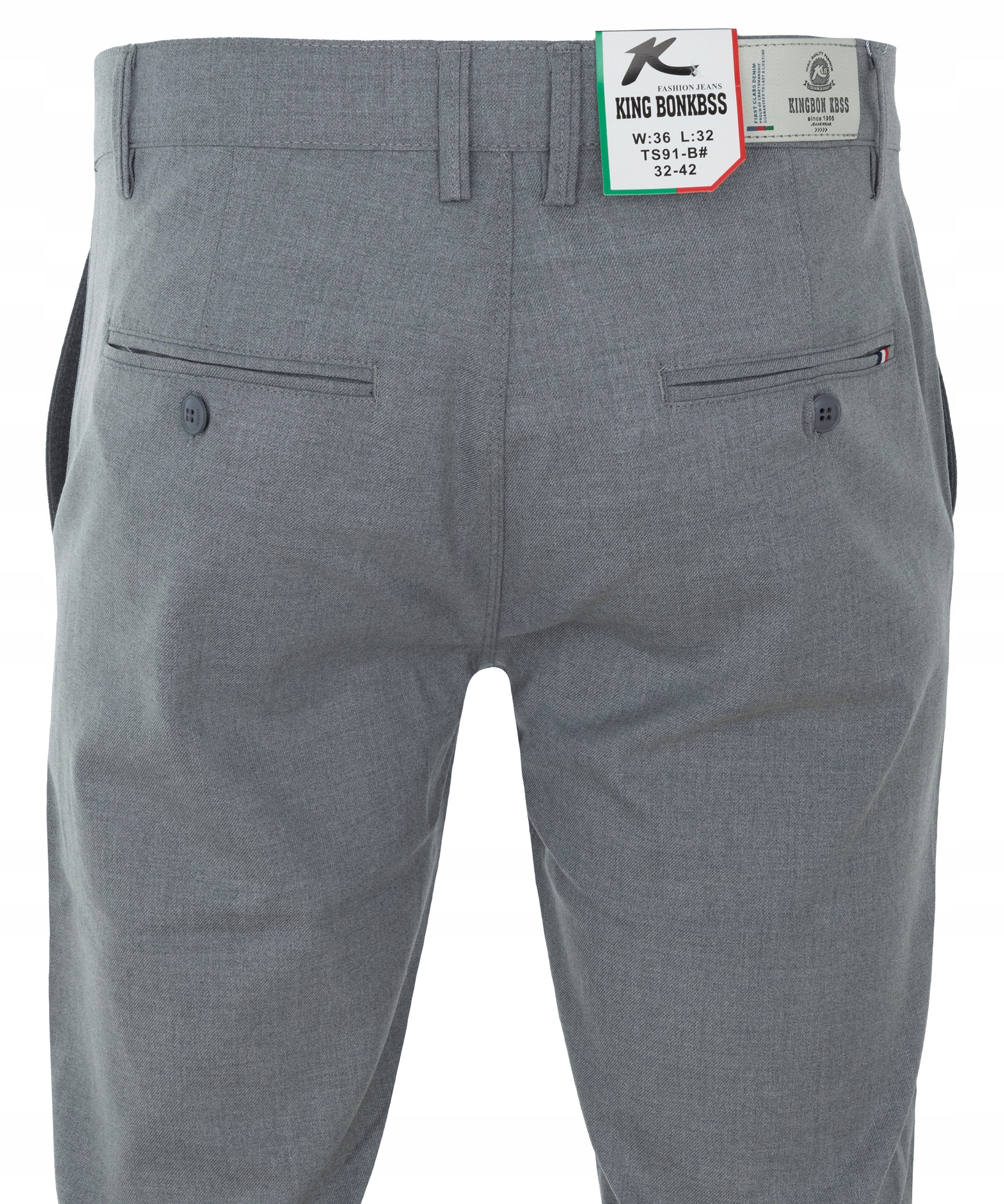 SPODNIE MATERIAŁOWE ELEGANCKIE JASNO-SZARE GŁADKIE W39 Zapięcie zamek