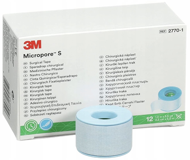 Micropore páska S 2,5 cm x 5 m silikonová 12 ks