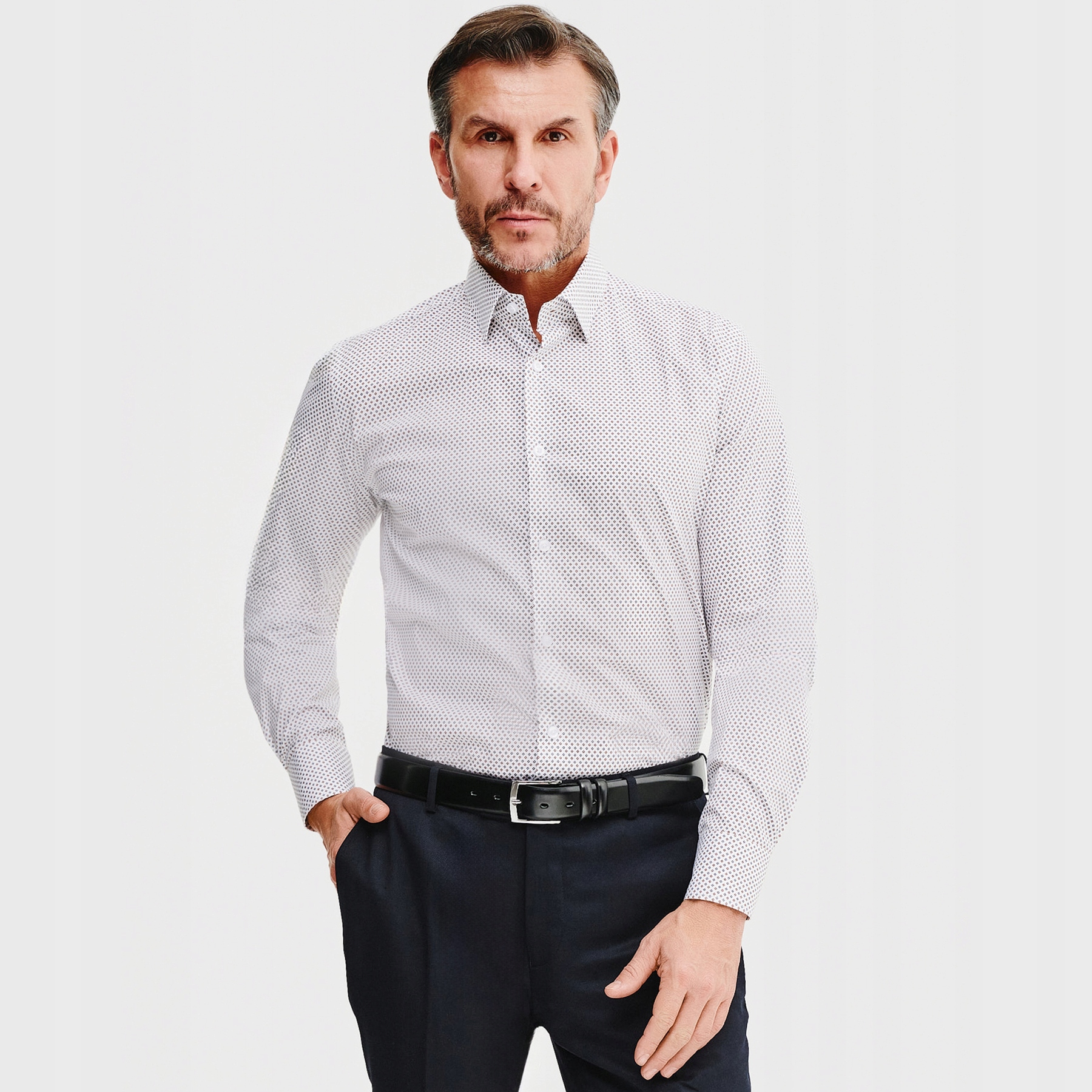 Bílá ležérní pánská košile s jemným vzorem Pako Lorente vel L