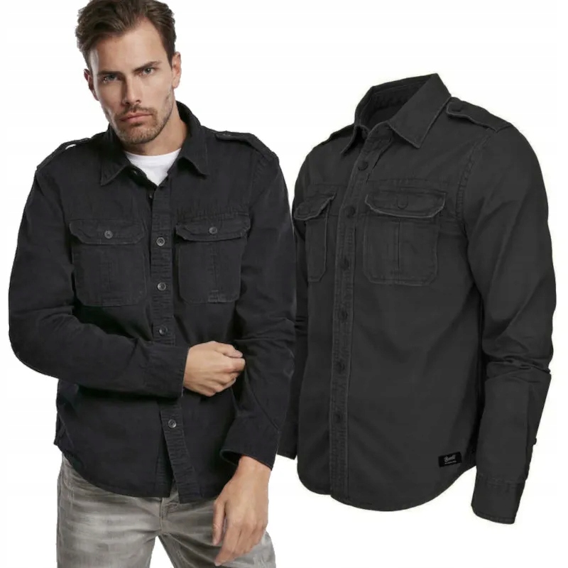 Košile s dlouhým rukávem Brandit Vintage Shirt Černá L [L]