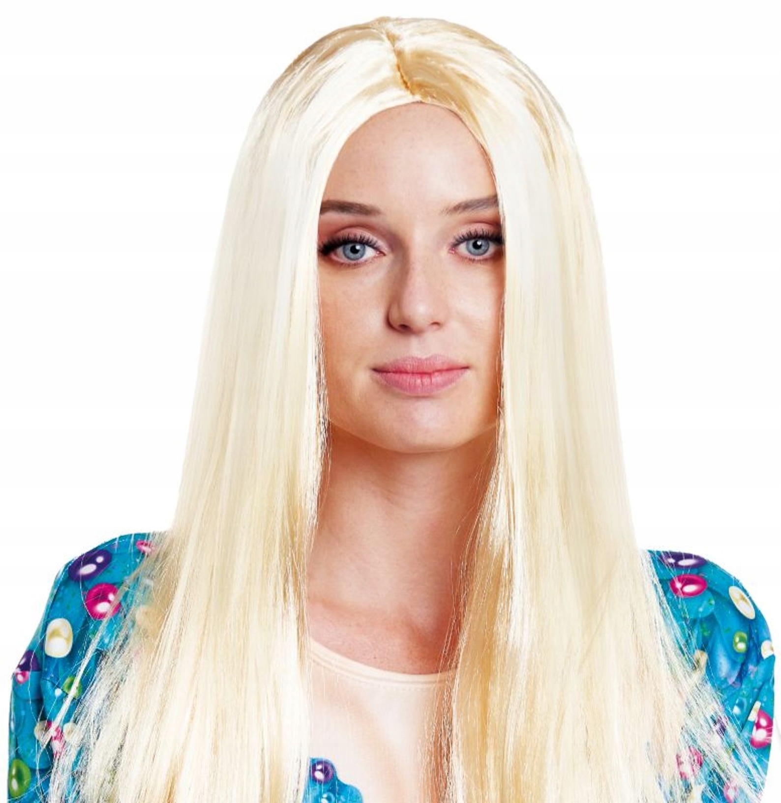 Peruka półdługie proste włosy blond