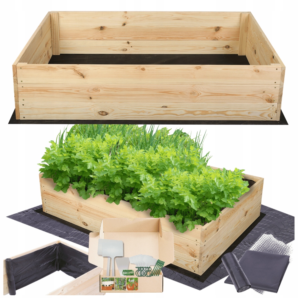 Dřevěný květináč zeleninový záhon truhla pařeniště vyvýšený záhon 27x120x80