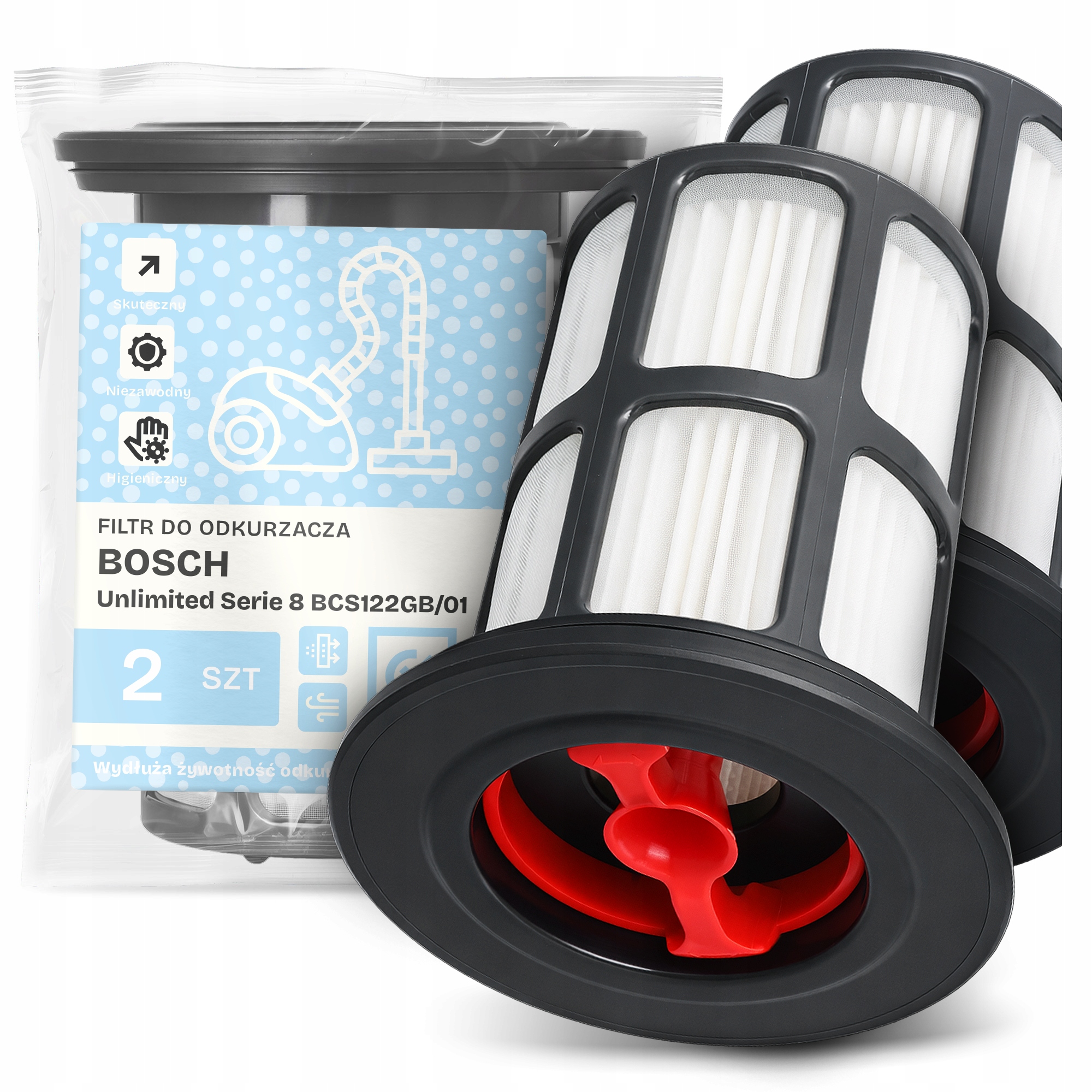 2x Filtr Do Vysavače Bosch Unlimited Serie 8 BCS122GB/01 Hepa Filtry Em-w