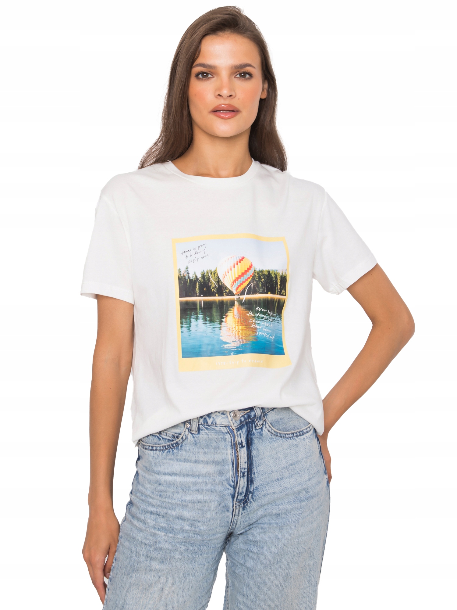 

Bawełniana Koszulka damska T-shirt nadruk - M