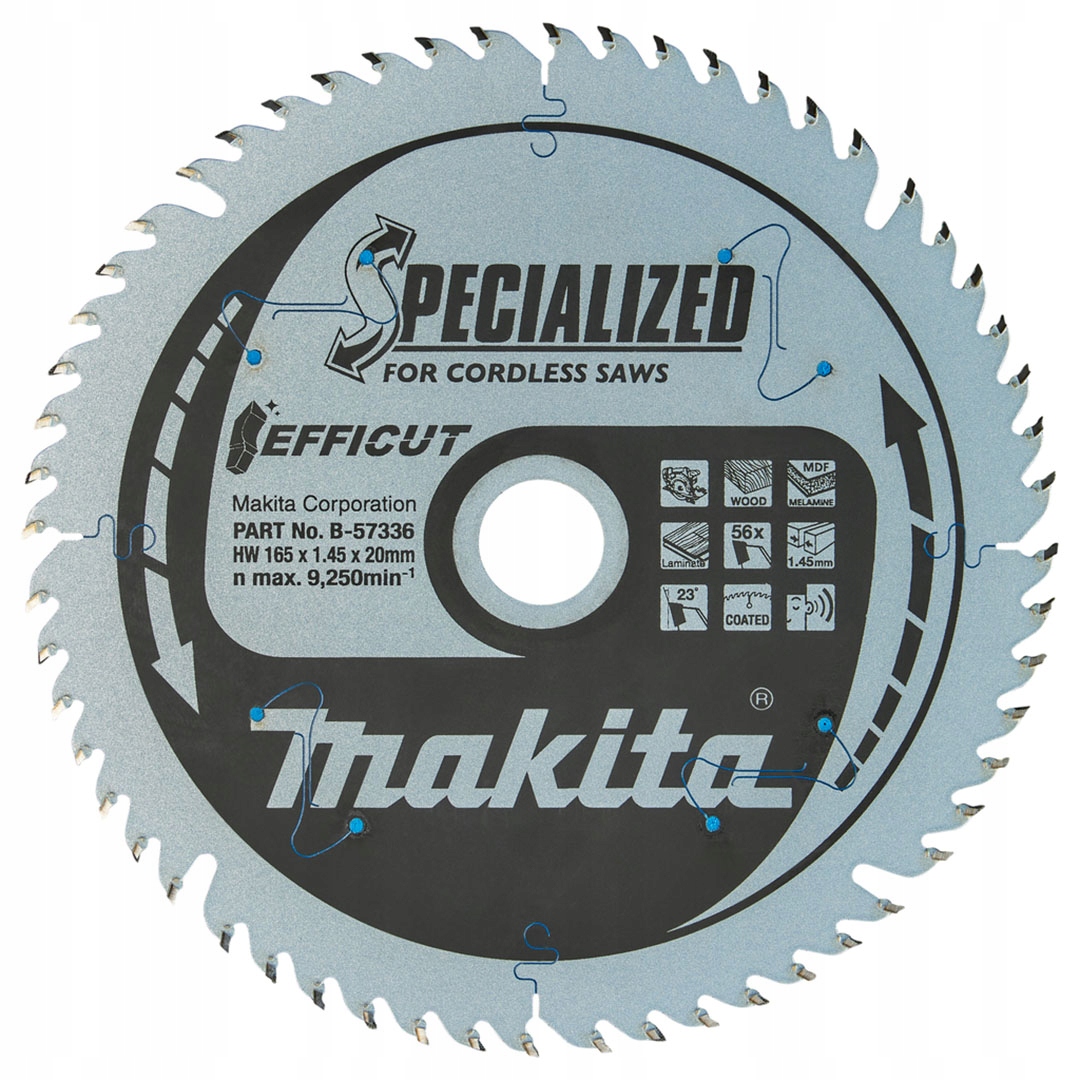 Kotoučová pila Makita B-57336 Specialized 165x1,45x20 mm 56T s vidlicí Efficut