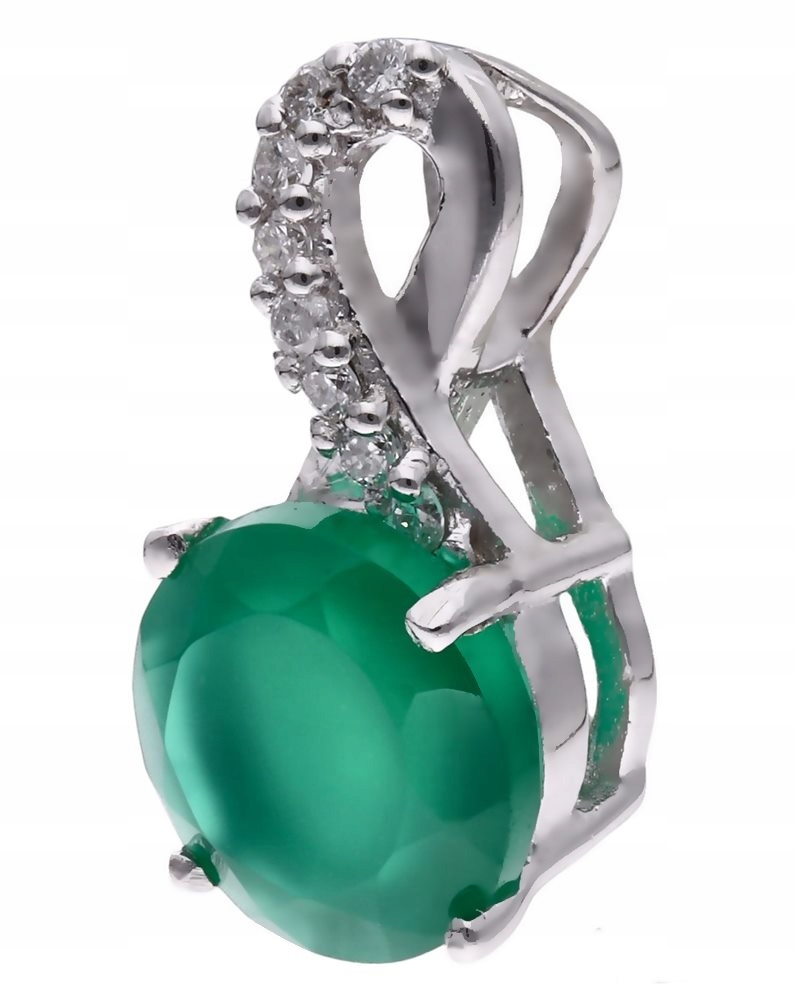 Stříbrný přívěsek Ag 925 Achát s diamantem CVD-3441-P-AG