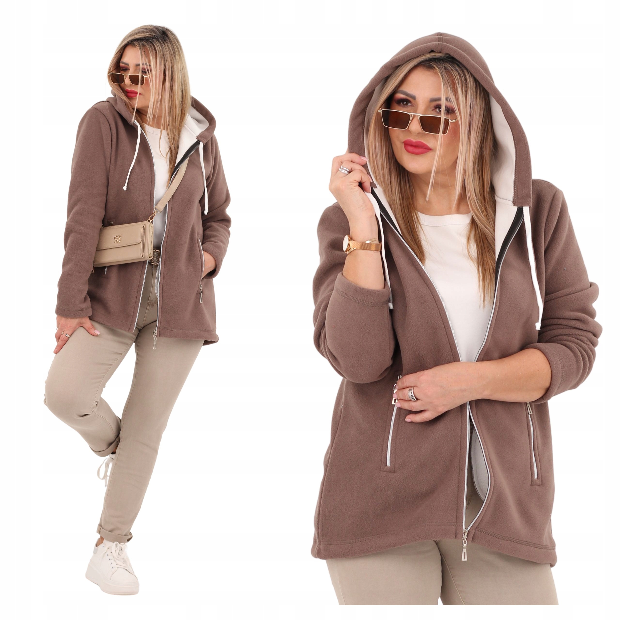 Bluza Polarowa Rozpinana Duże Rozmiary Polski Producent Z Kapturem Luźna