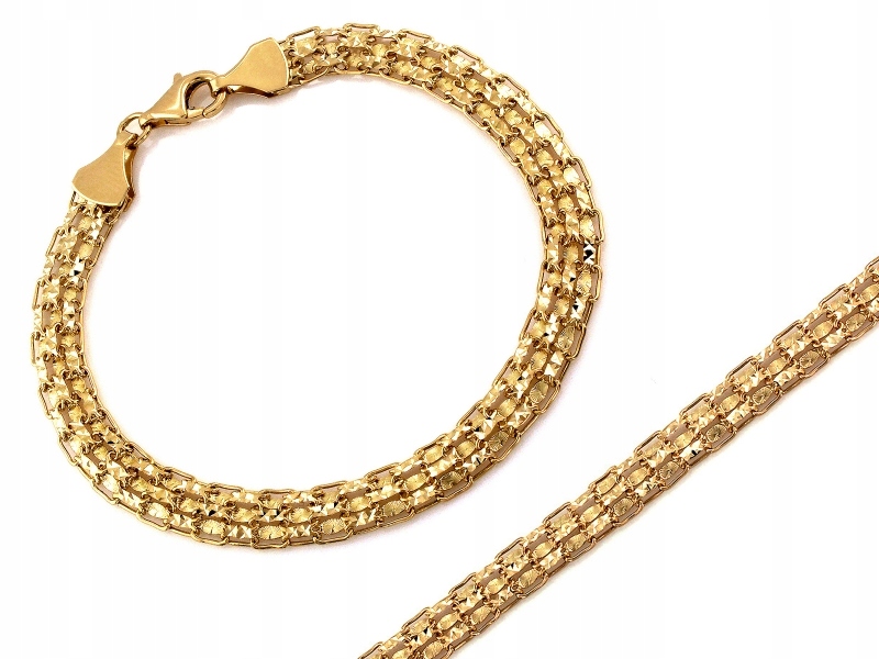 Zlatý náramek 585 široký lesklý ebismark 18 cm na Valentýna 5.47 g