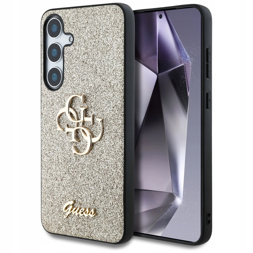Pouzdro Guess Fixed Glitter Big 4G Metal Logo pro Samsung Galaxy S25 Plus zlaté