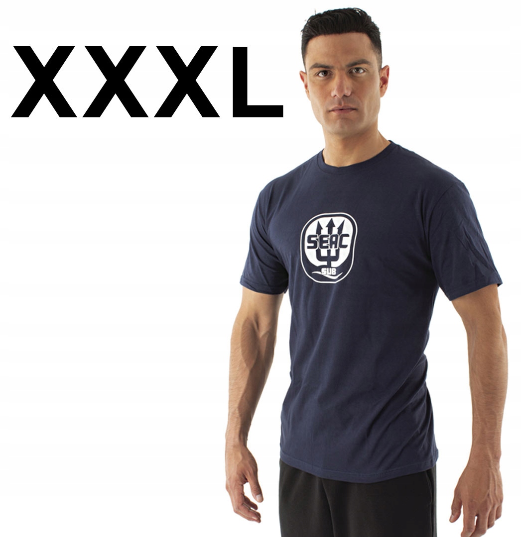 Koszulka bawełniana dobrej jakości T-shirt Seac męski granatowy XXXL