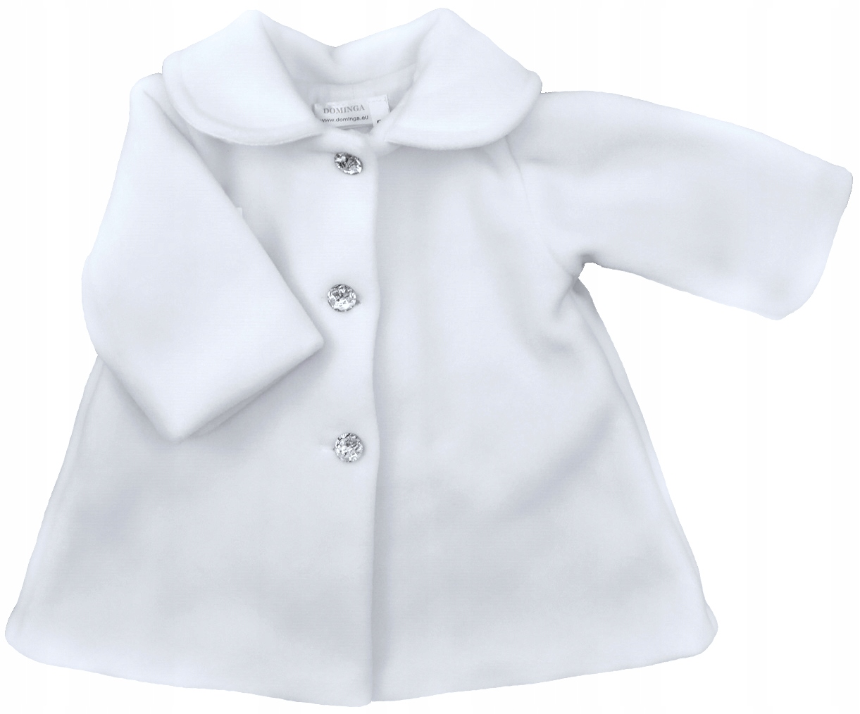 

Płaszczyk biały polarowy z kołnierzem 62 cm +2m