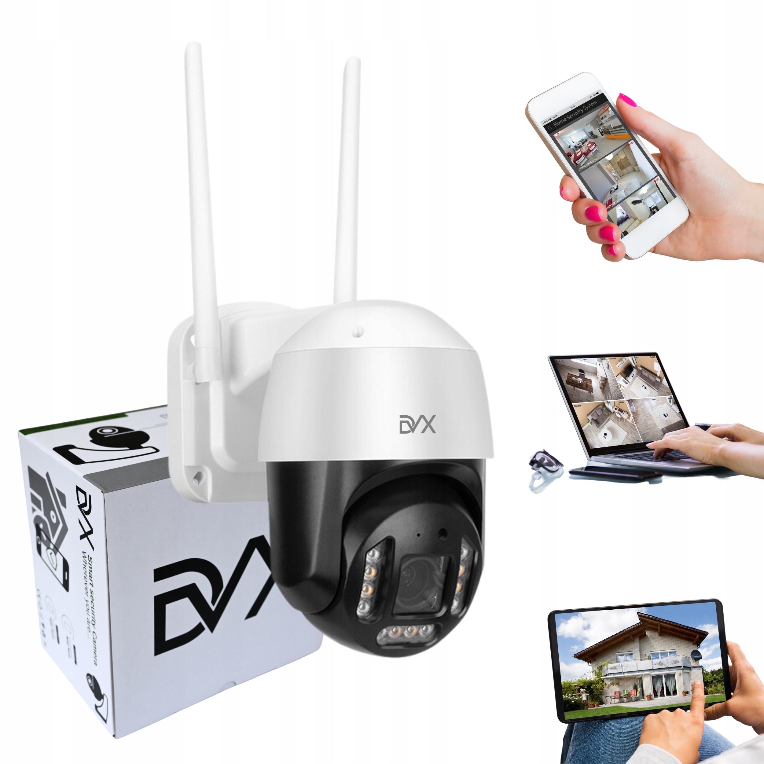 Venkovní Wifi Ip Síťová Kamera Voděodolná Sony Otočná Optika 8MPx