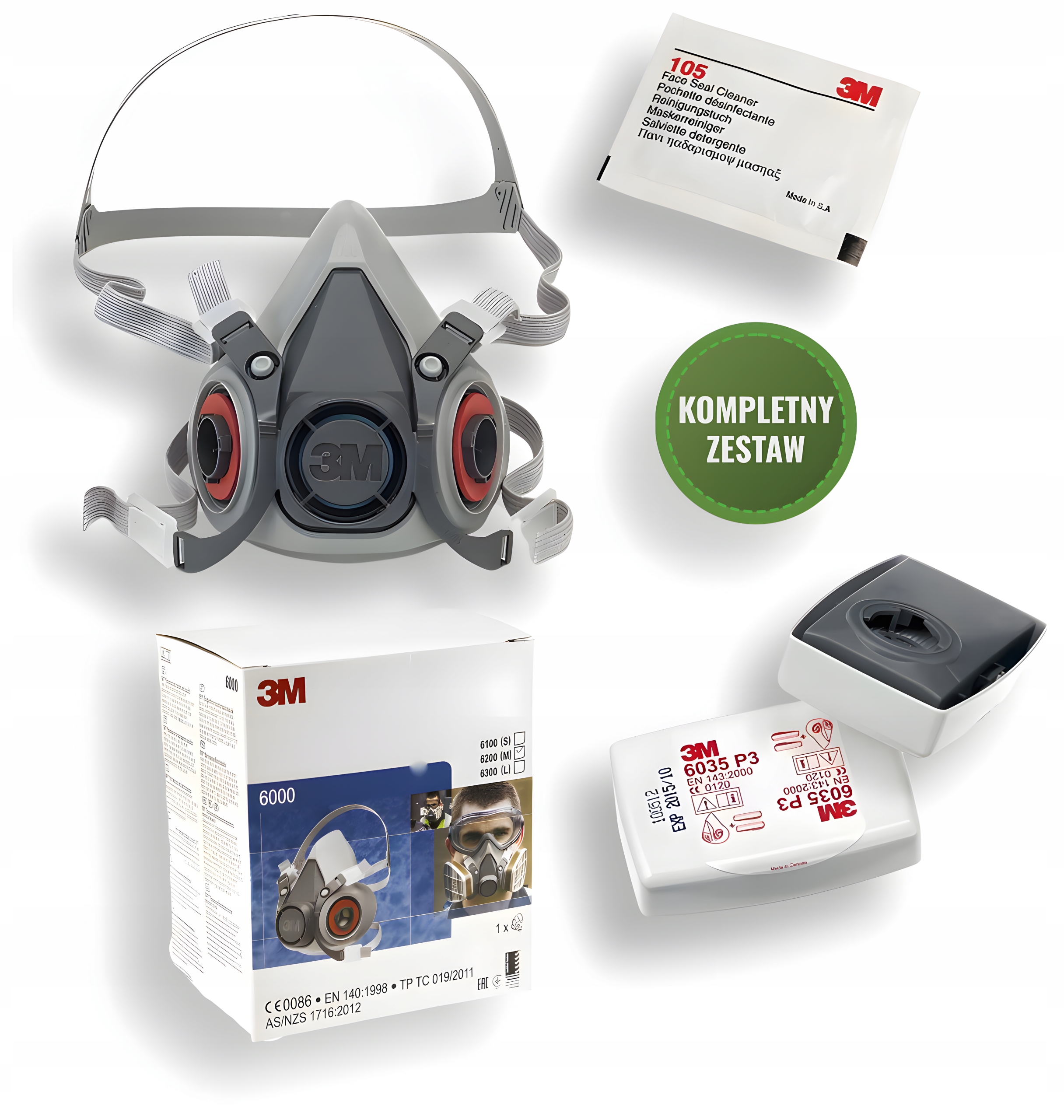 Polomaska 3M 6300 Kompletní maska s prachovými filtry 6035 Originál
