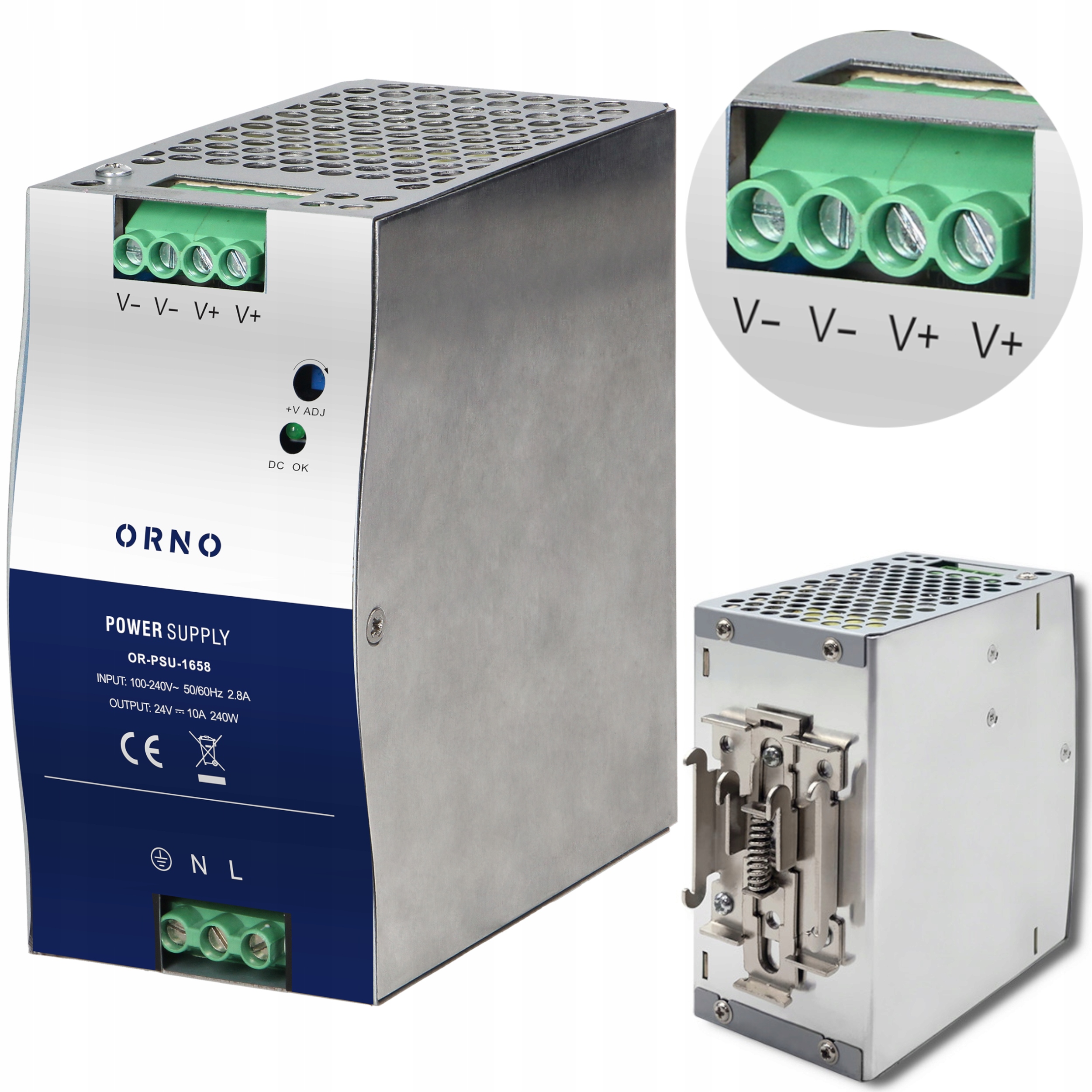 

Zasilacz Na Szynę Din Przemysłowy 24V DC 10A 240W