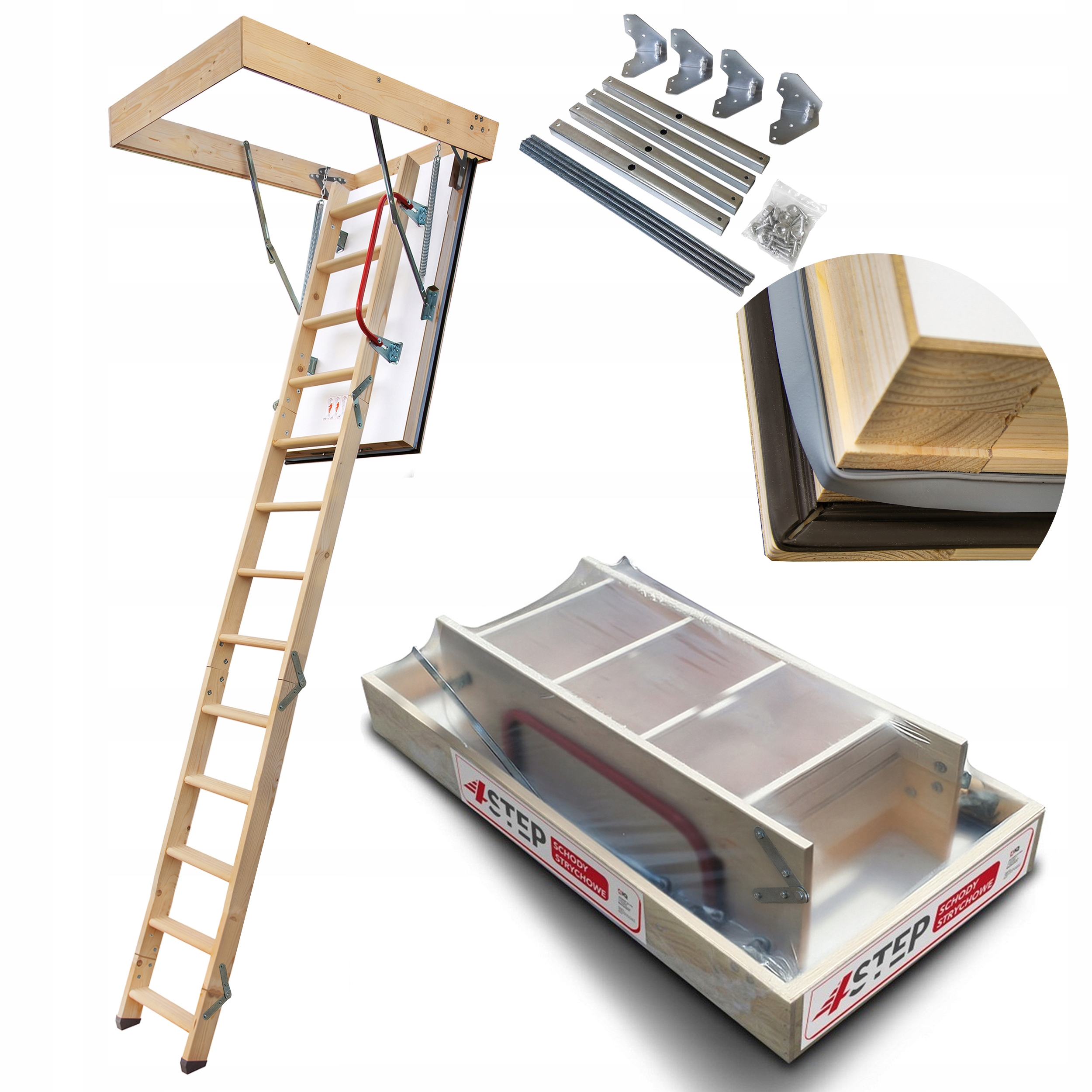 Půdní schody Nordic 87 mm 120 x 80 0,44 W H310 cm Druhé těsnění Upevnění