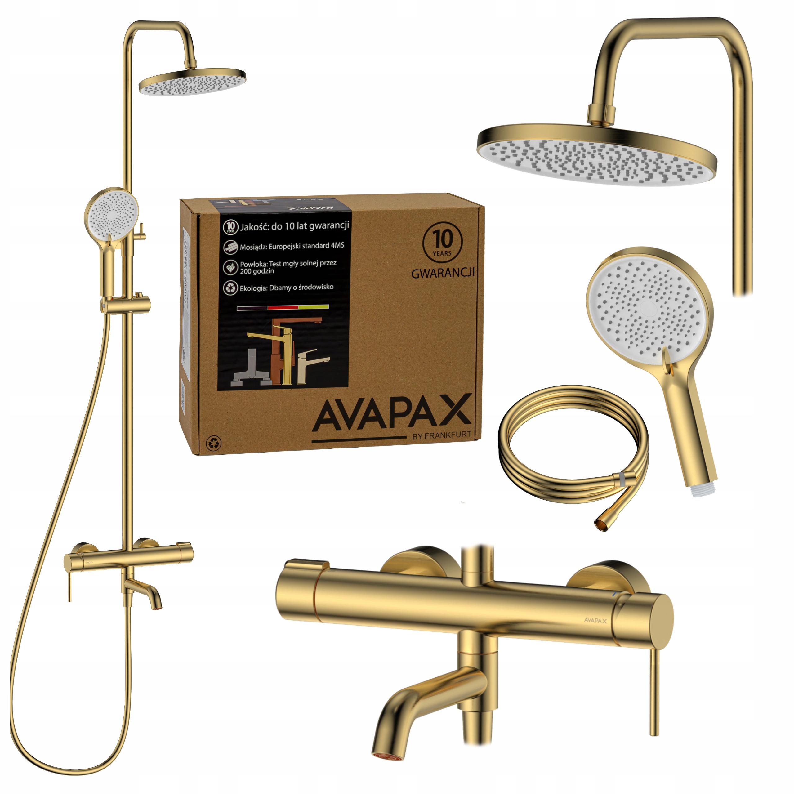 Sprchová sloupka s baterií nastavitelná Dešťová sprcha zlatá kartáčovaná