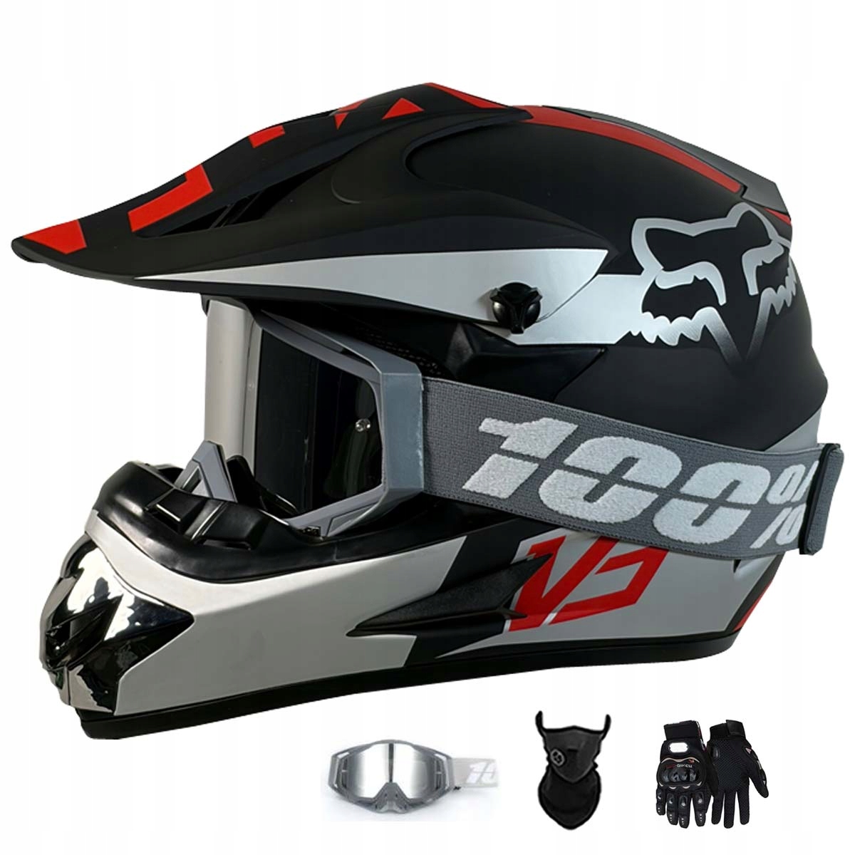 Motocyklová Přilba Crossová Lehká Enduro Quada Brýle Rukavice Maska L