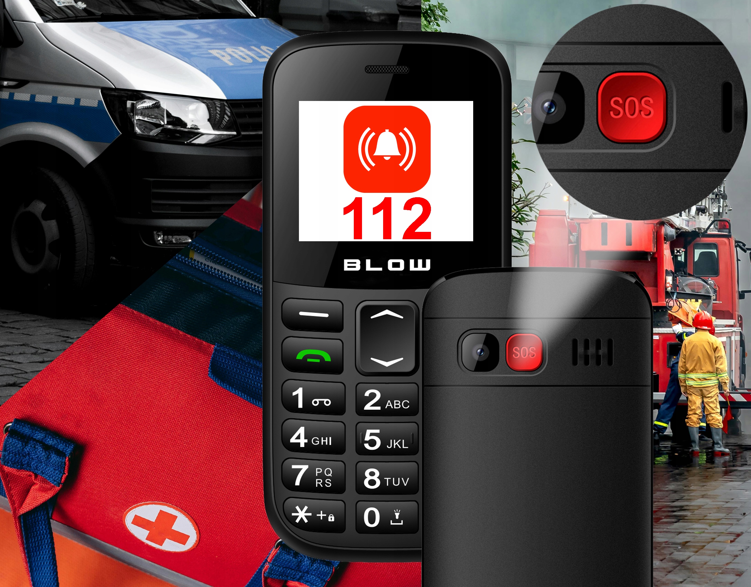 Telefon dla seniora Blow S18D z podstawką, czarny