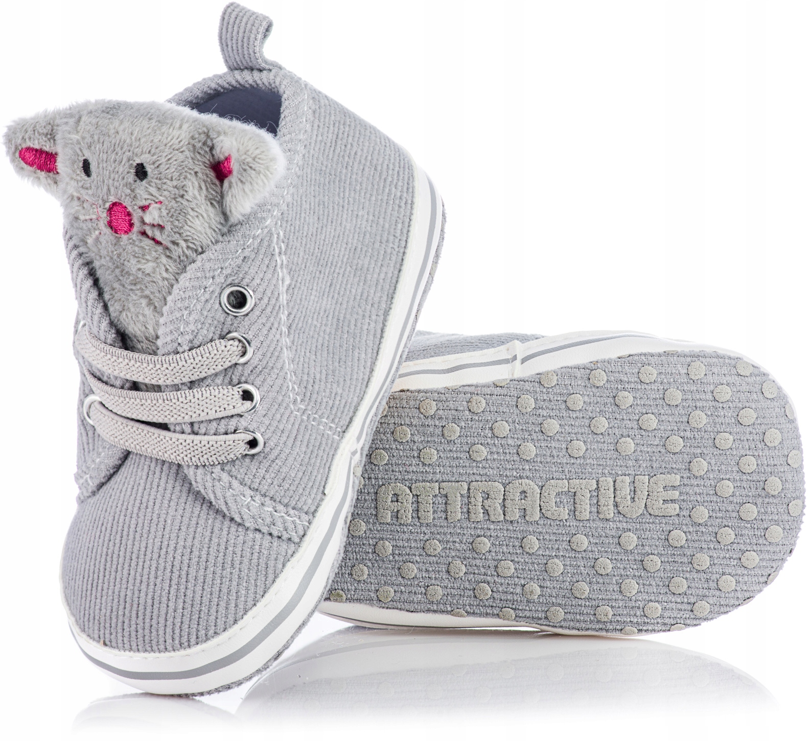 

Lekkie szare paputki niemowlęce dla chłopca 19/20