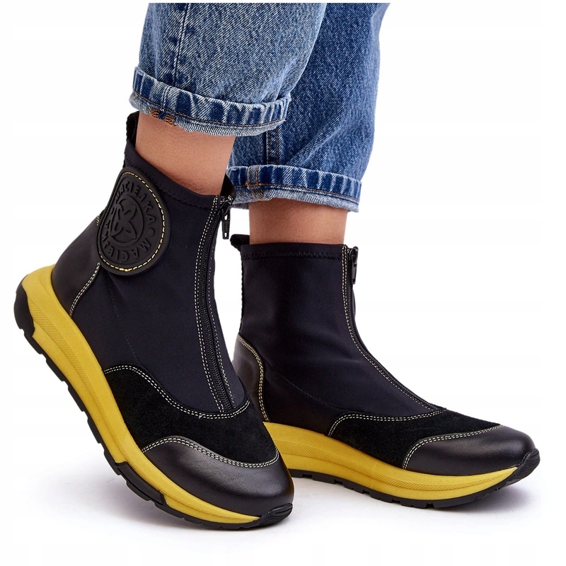 Dámské Kotníkové Boty Na Platformě Se Zipem Maciejka 06297-01 Černé 36