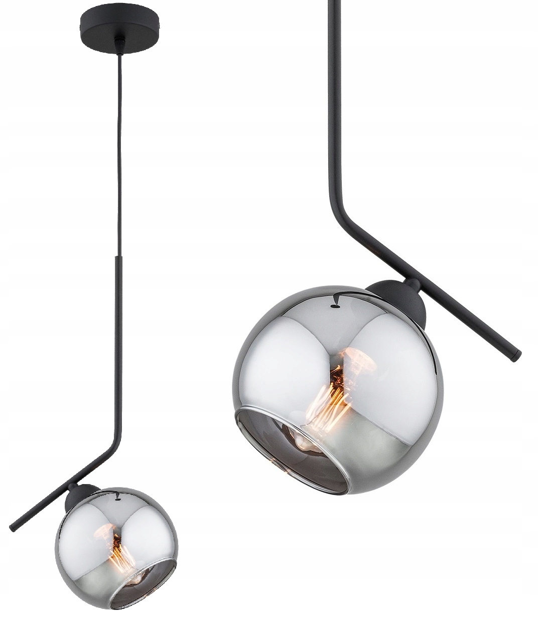 Lampa Wisząca Sufitowa Żyrandol Czarna Kula Chrom Dior Led E27