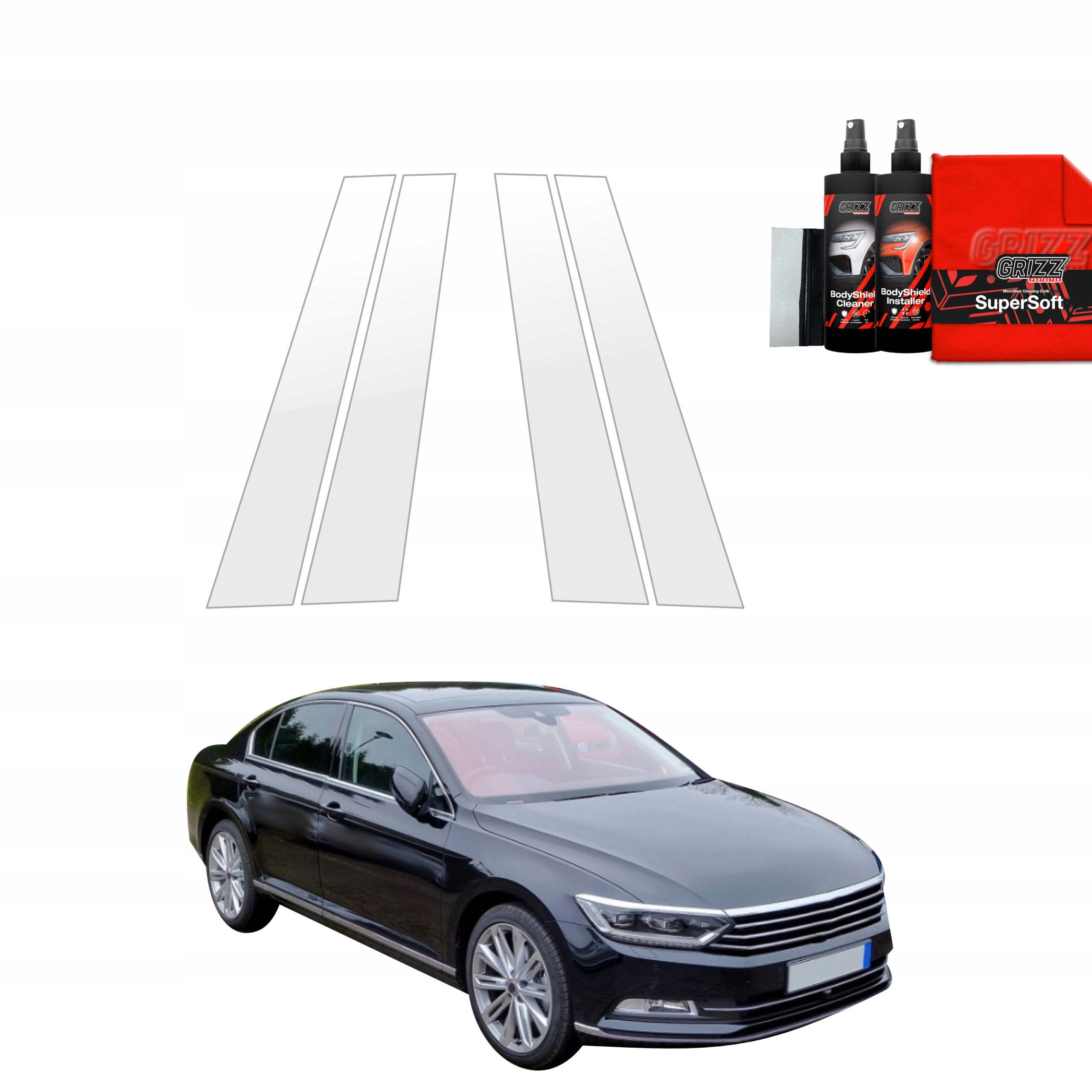 4v1 Fólie na sloupky pro Volkswagen Passat B8 Sedan (2014-2022)