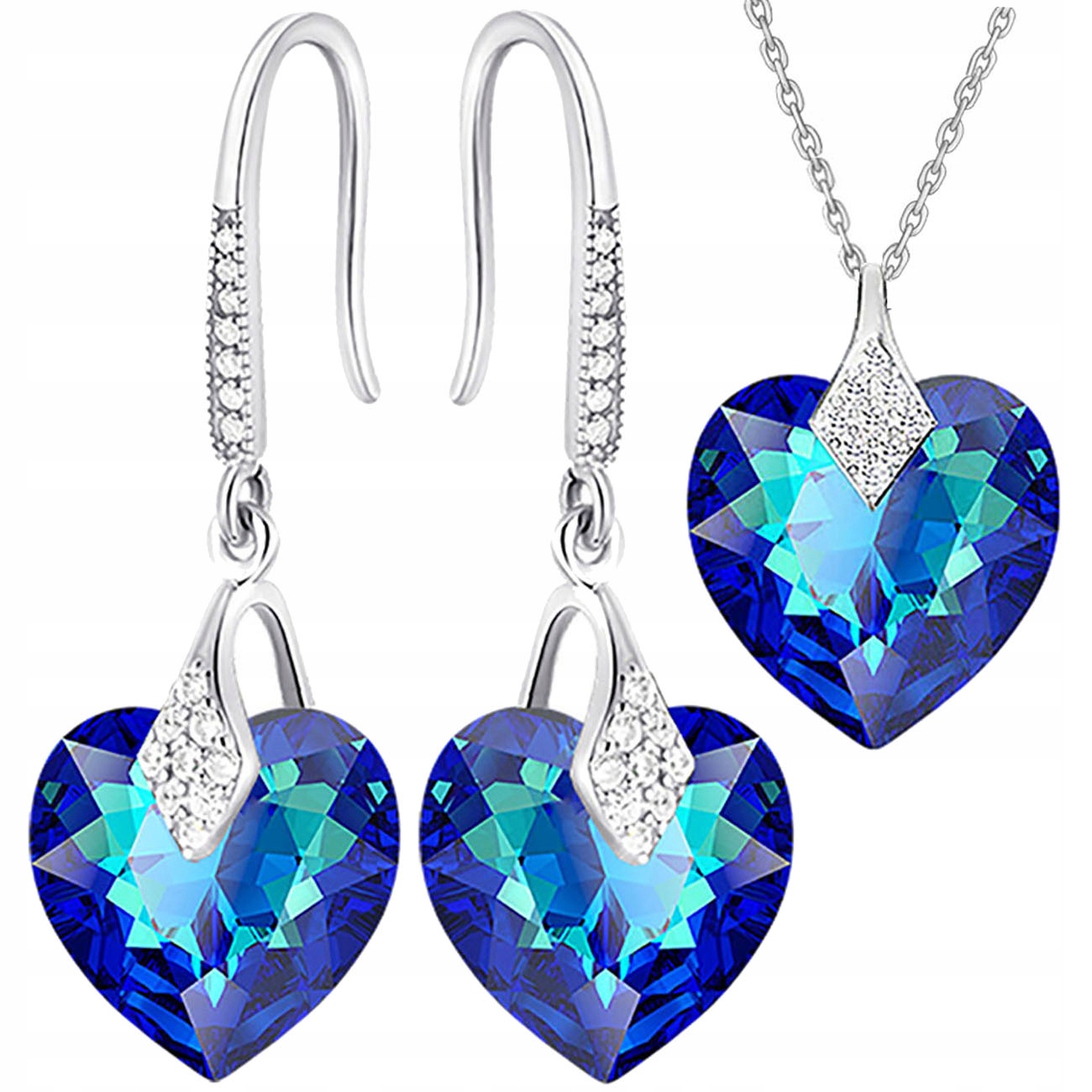 Sada šperků Srdce Náušnice a náhrdelník s křišťálem Stříbro 925