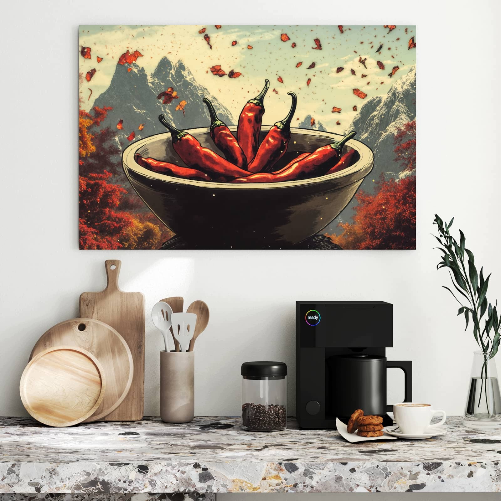 Magnetická tabule Svěží Papryczki chili 90 × 60 cm
