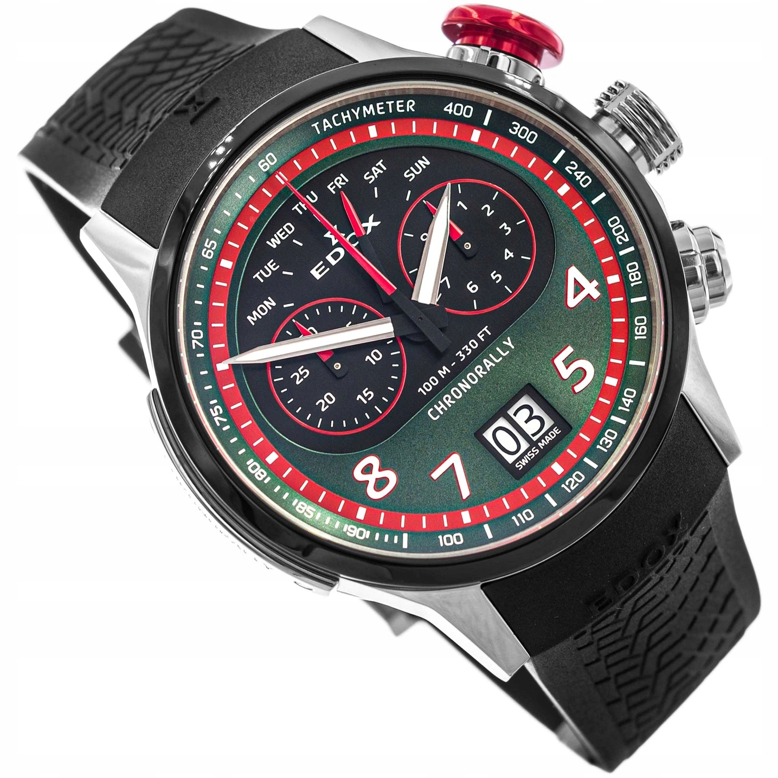 Pánské Hodinky Edox 38001 Tinnr Vr Chronorally Černé Na Řemínku, Stopky
