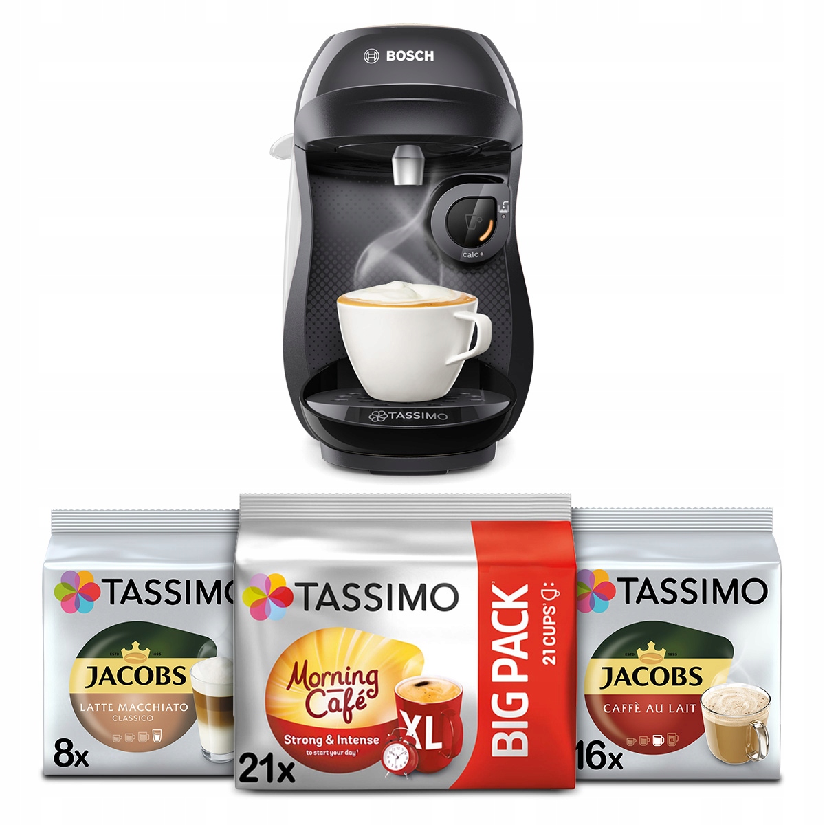 Ekspres kapsułkowy Bosch Tassimo Happy czarny +3x Tassimo
