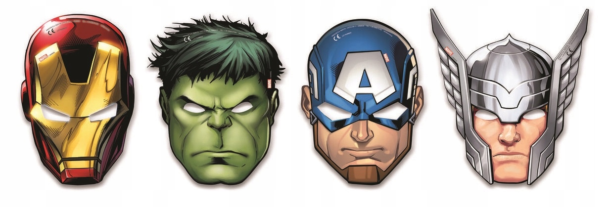 Maski Papierowe AVENGERS Hulk Thor IronMan Urodziny Party 6szt. EAN (GTIN) 5201184879764